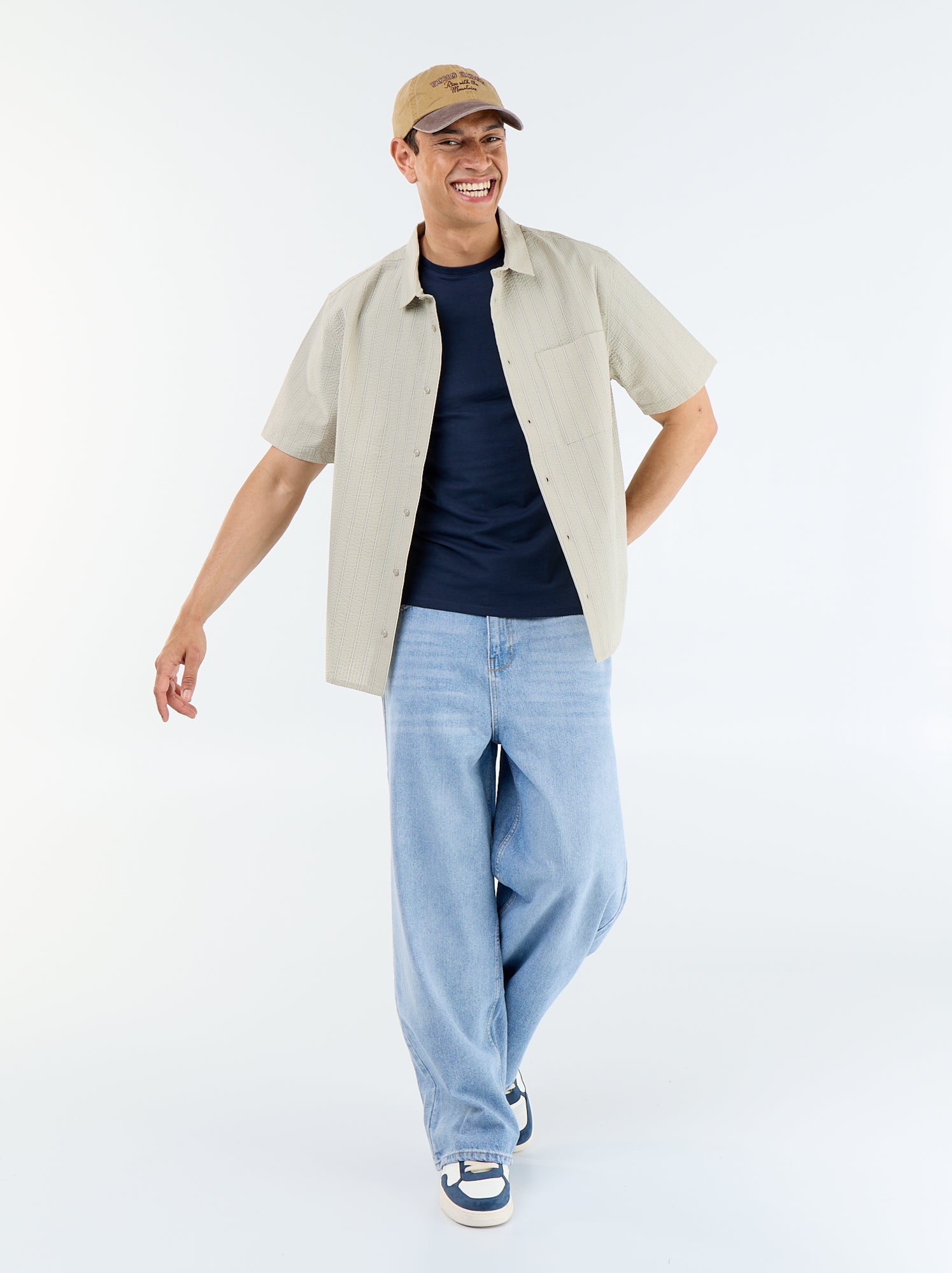 Chemise à manches courtes avec rayures - Vert