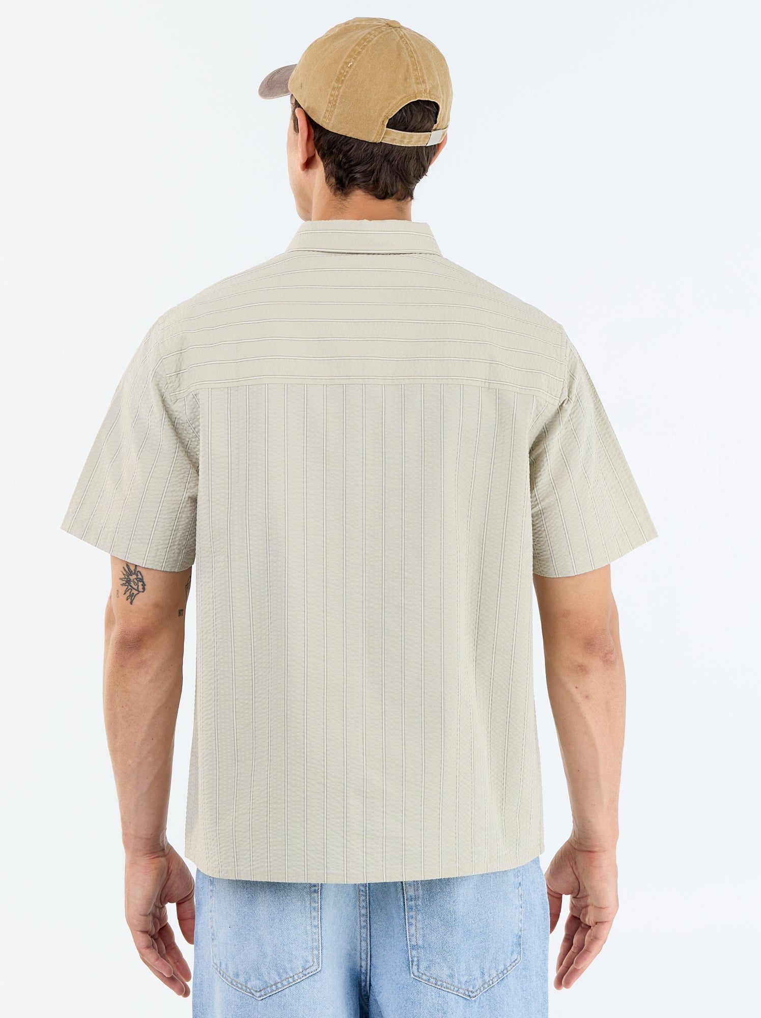 Chemise à manches courtes avec rayures - Vert