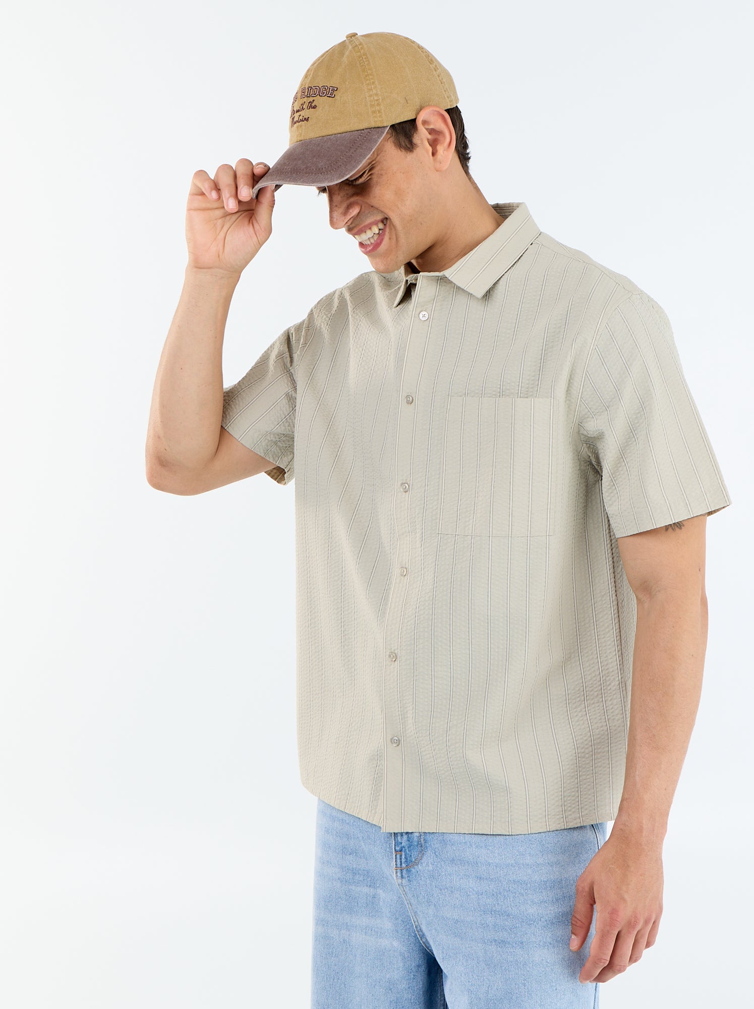Chemise à manches courtes avec rayures - Vert