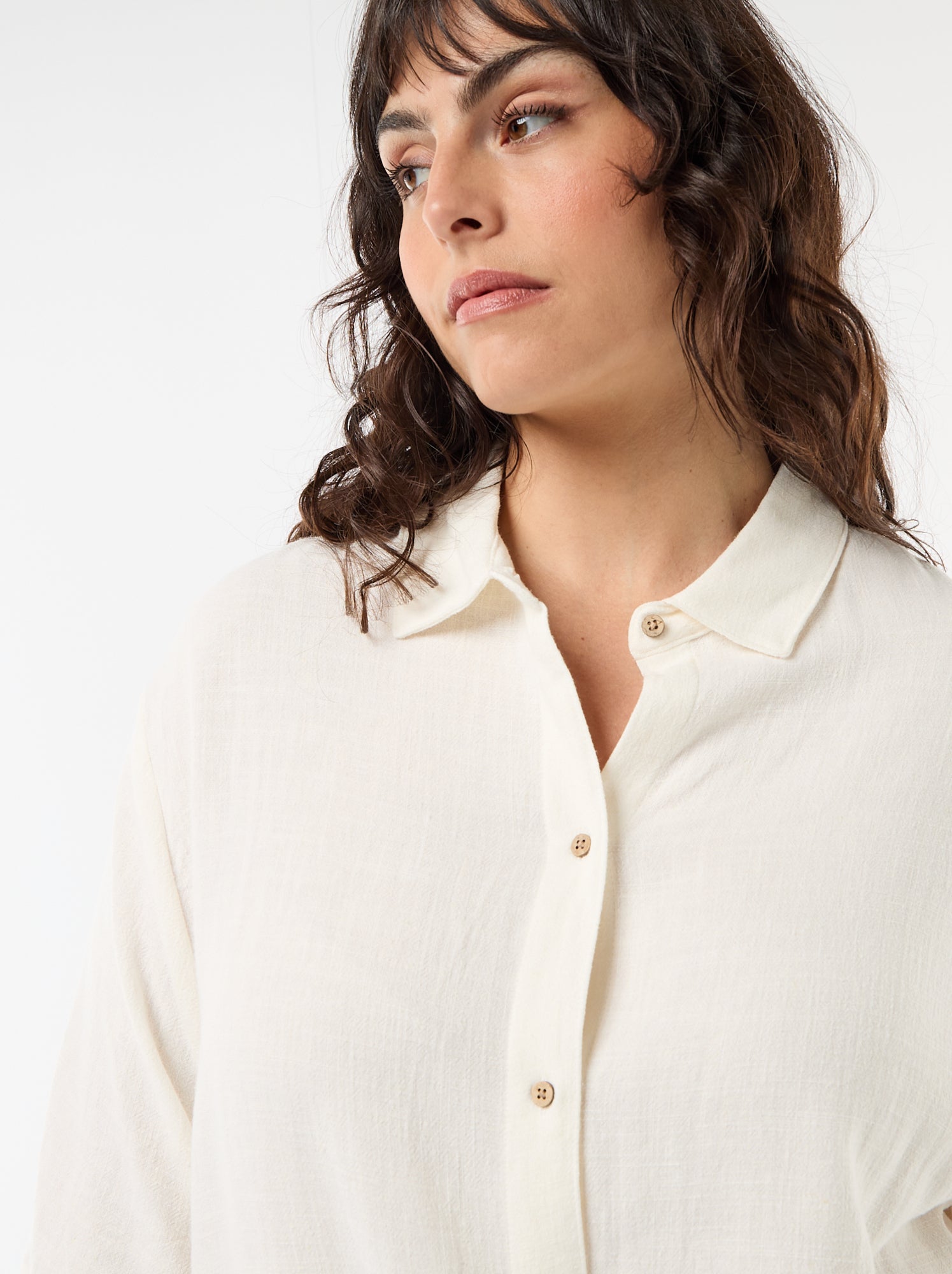 Chemise à manches courtes boutonnée - Blanc