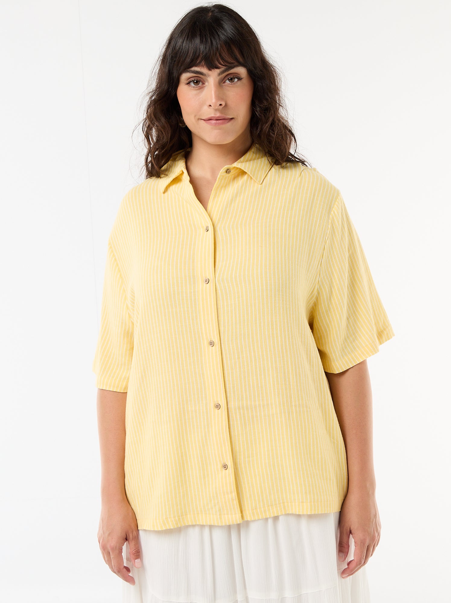 Chemise à manches courtes boutonnée - Jaune