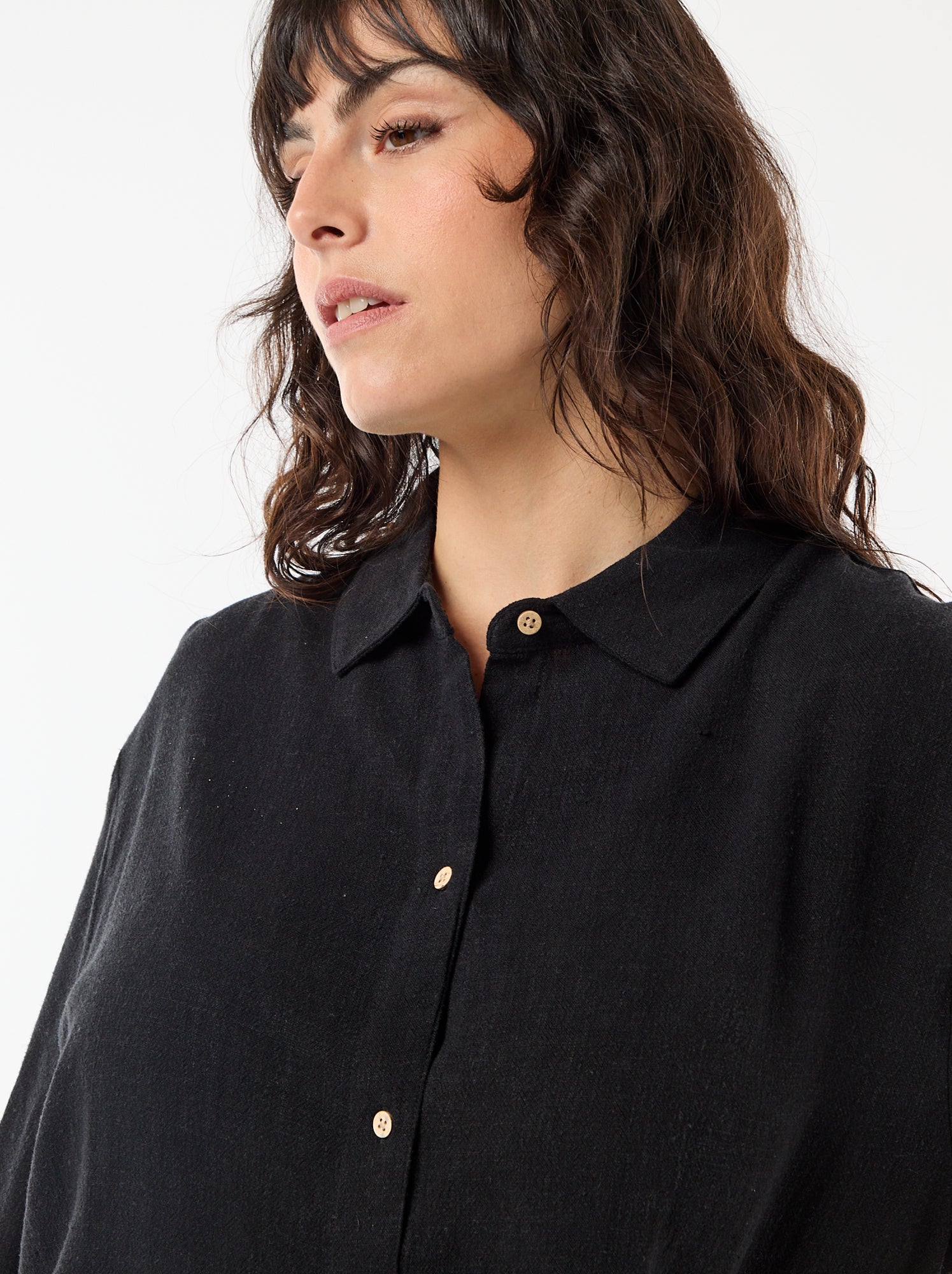 Chemise à manches courtes boutonnée - Noir