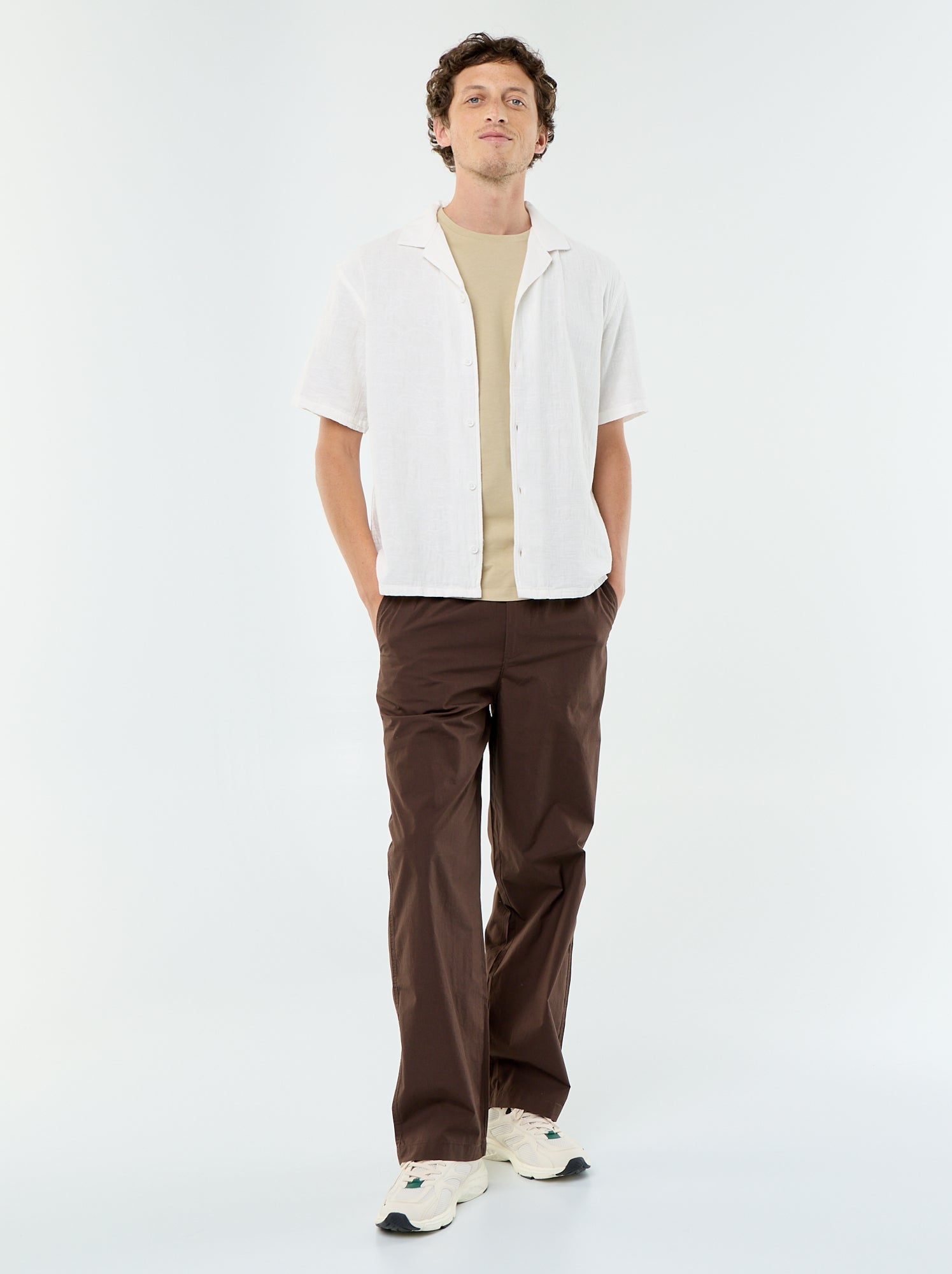 Chemise à manches courtes en maille fantaisie - Blanc