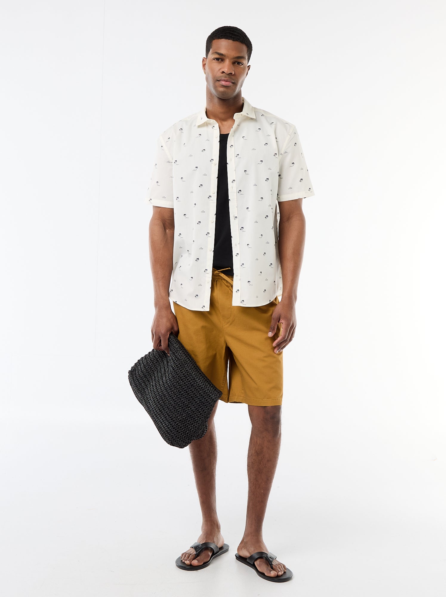 Chemise à manches courtes ouverture boutonnée - Blanc