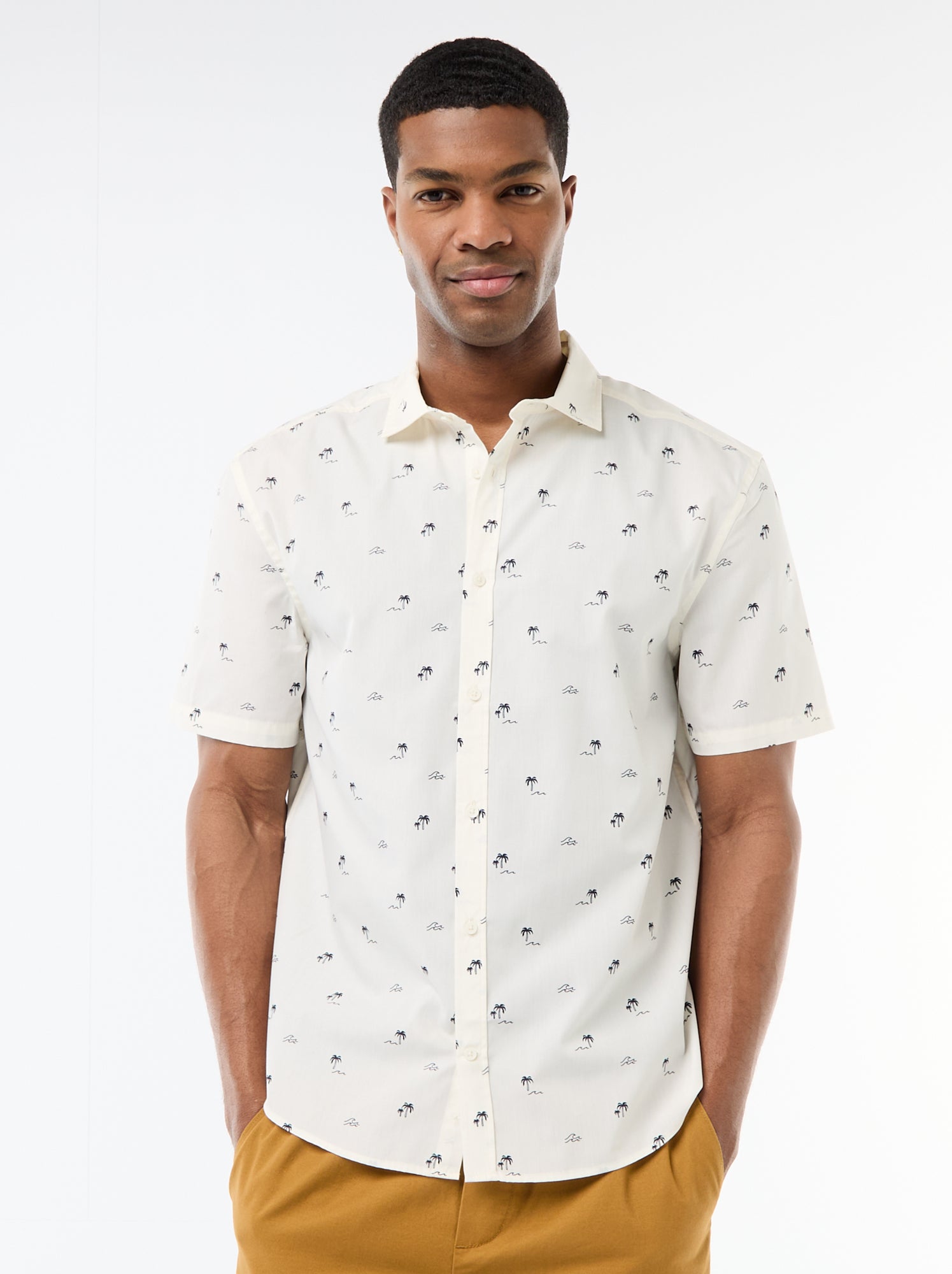 Chemise à manches courtes ouverture boutonnée - Blanc