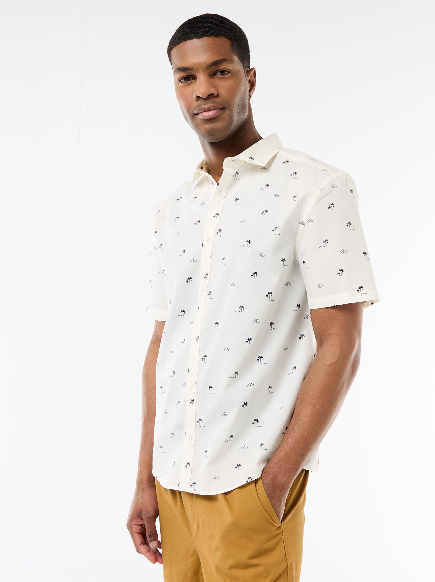 Chemise à manches courtes ouverture boutonnée - Blanc
