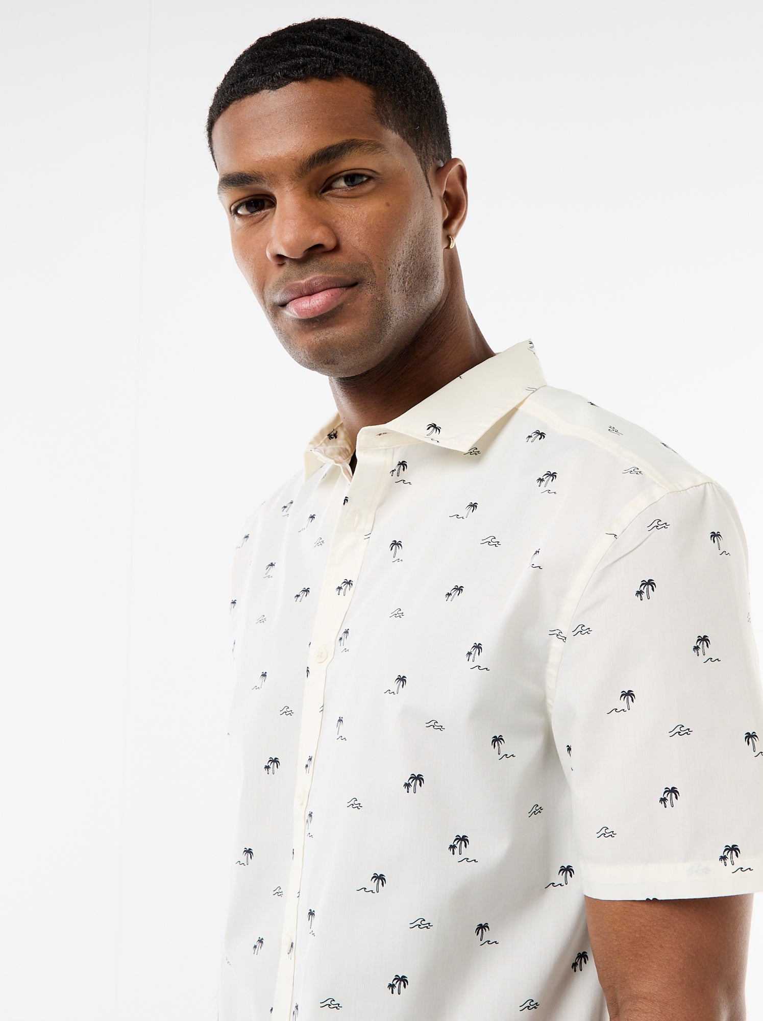 Chemise à manches courtes ouverture boutonnée - Blanc