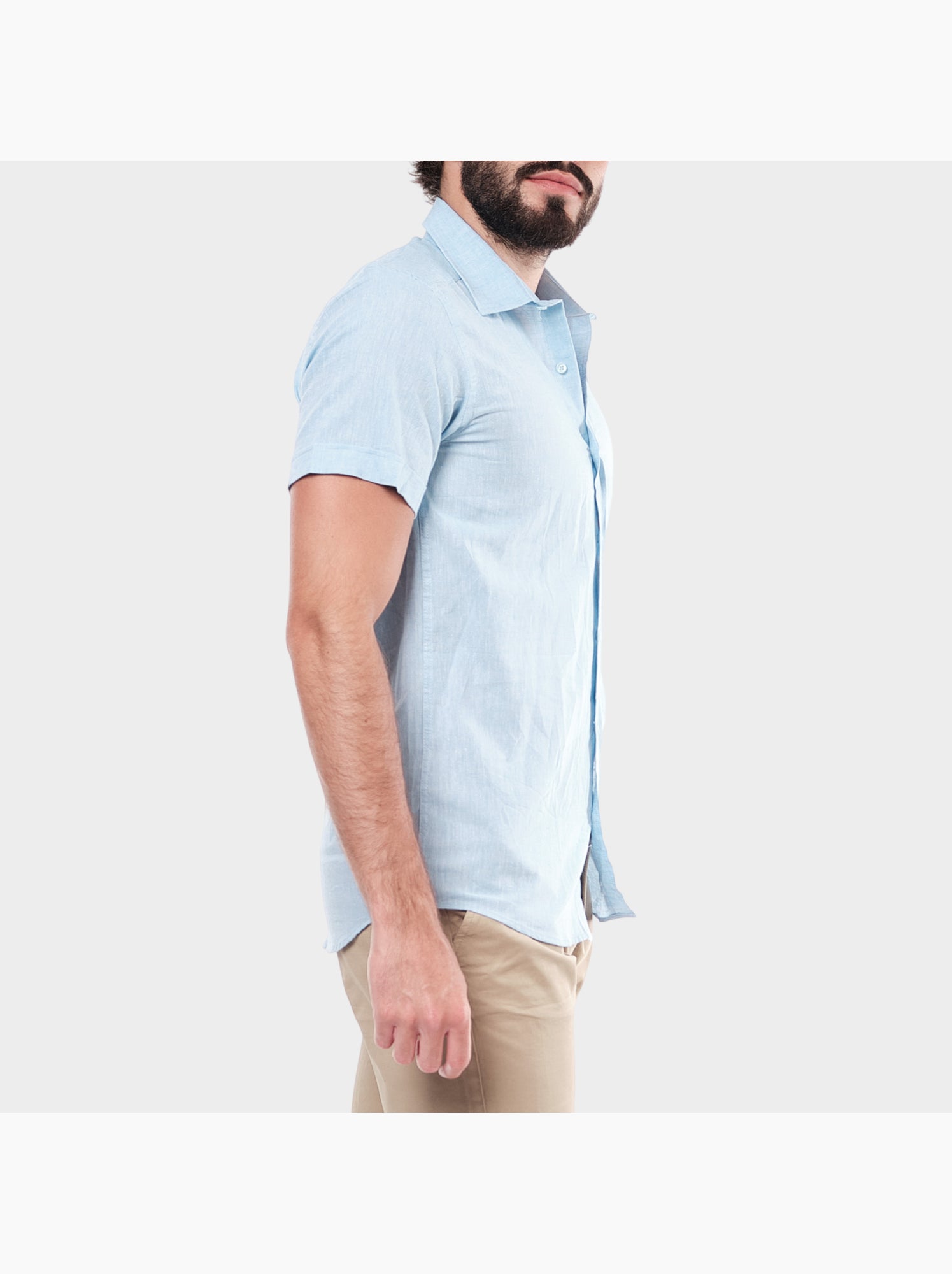 Chemise à manches courtes unie - Ciel