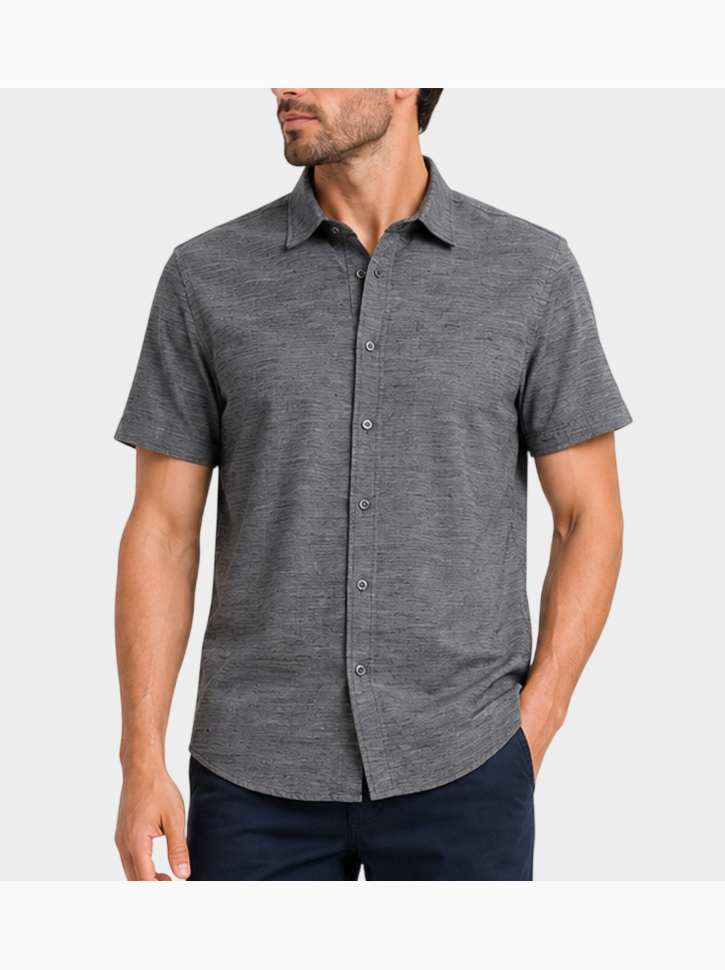Chemise à manches courtes unie - gris anthracite