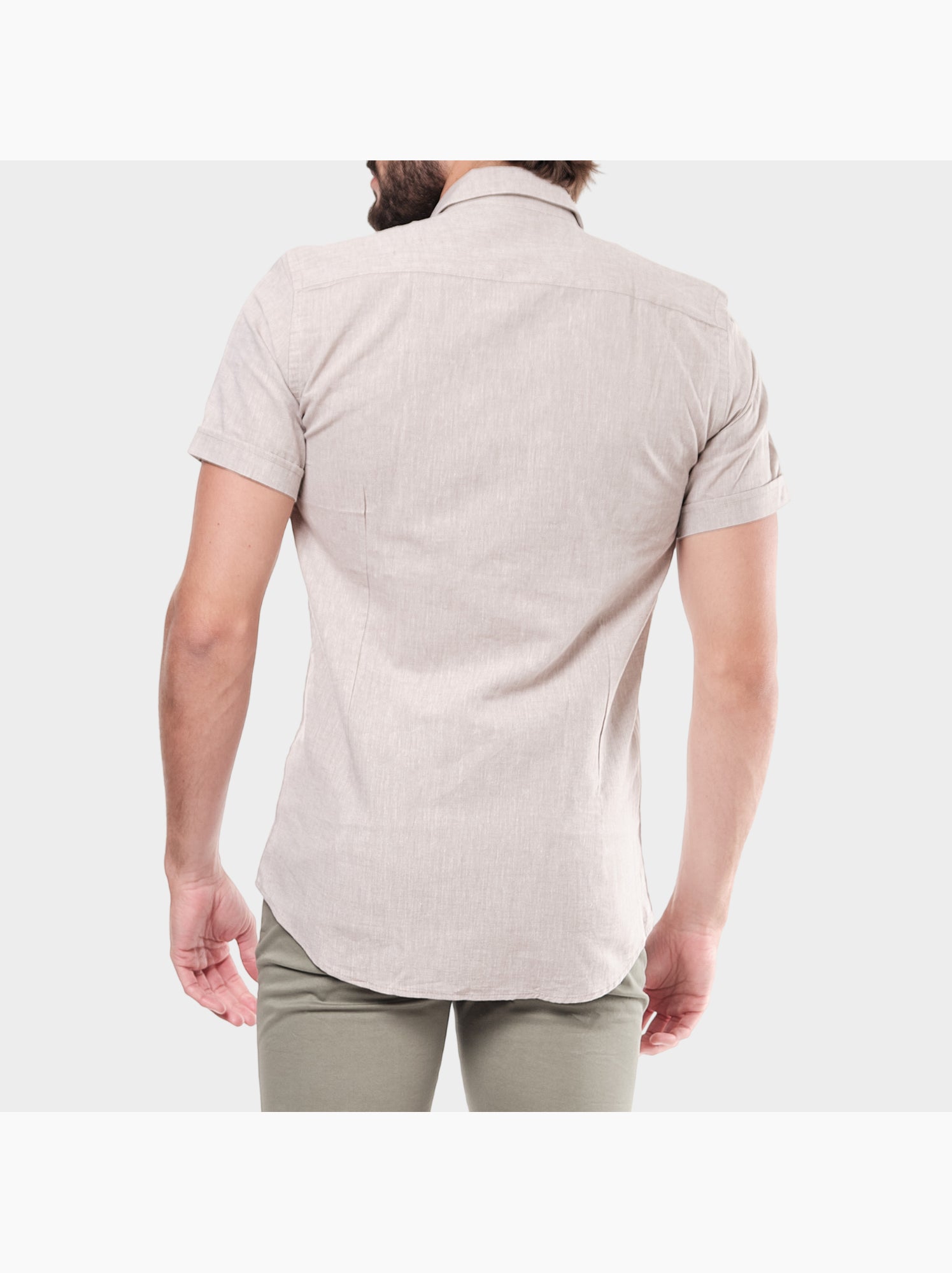 Chemise à manches courtes unie - Marron