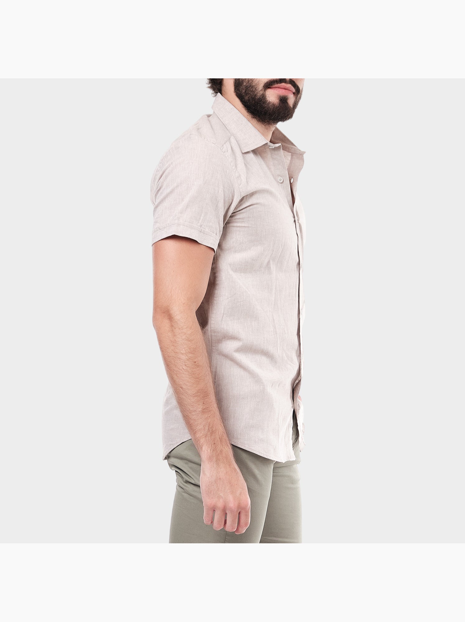 Chemise à manches courtes unie - Marron