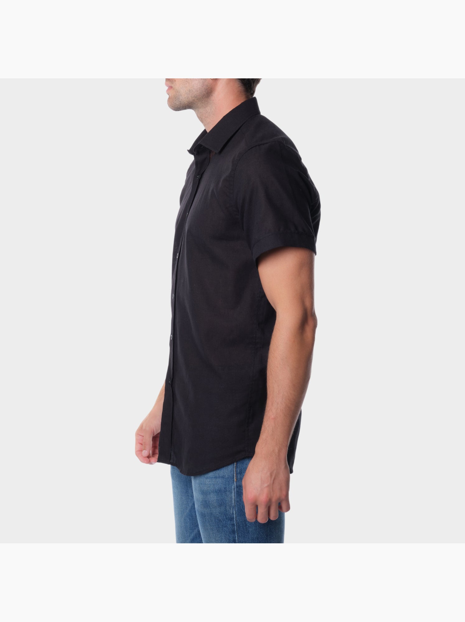 Chemise à manches courtes unie - Noir