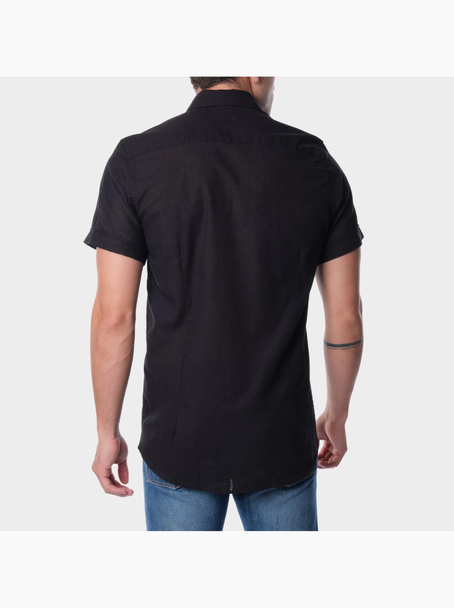 Chemise à manches courtes unie - Noir