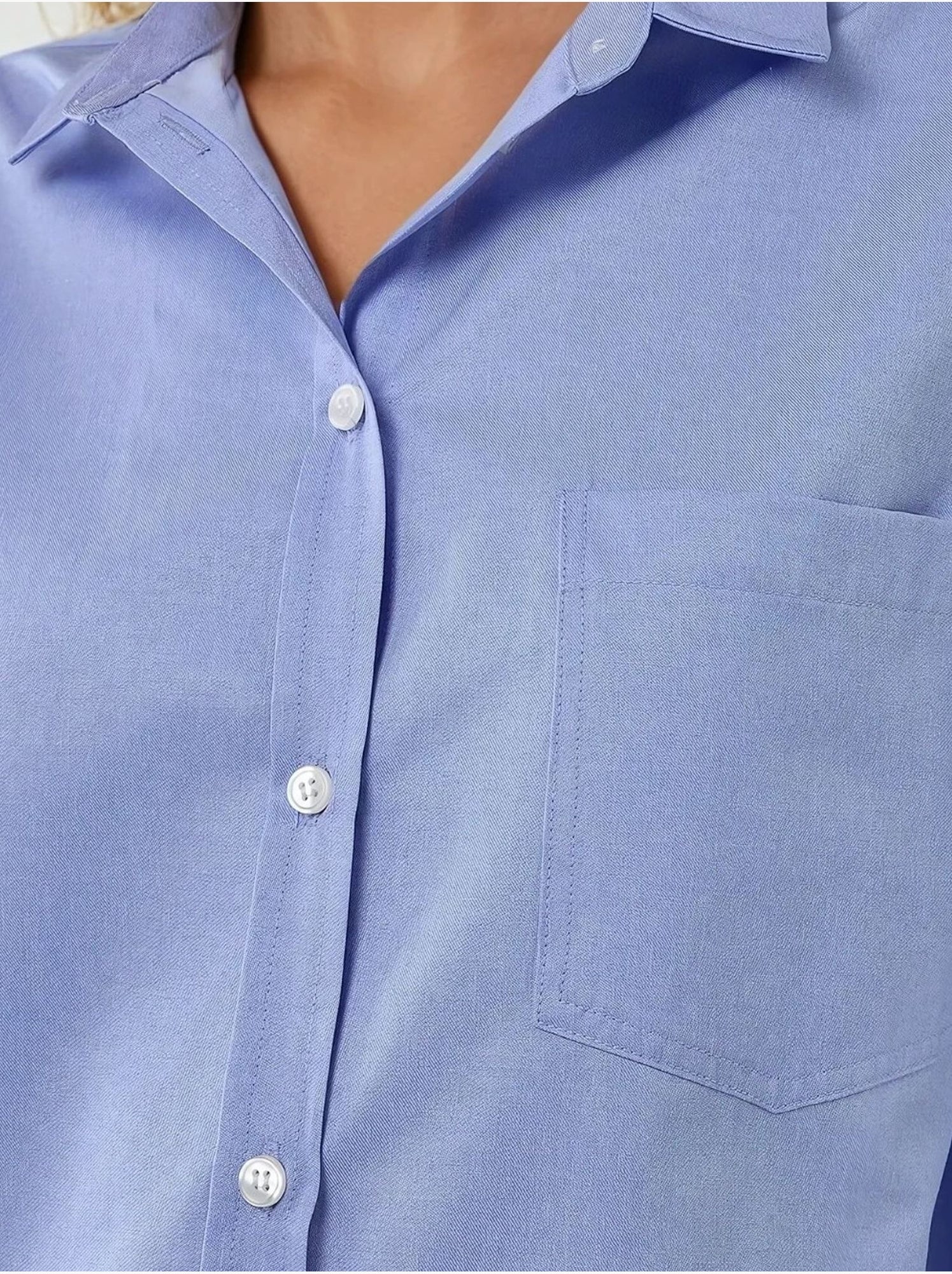 Chemise à manches longues texturée coupe classique, toucher lin - Bleu