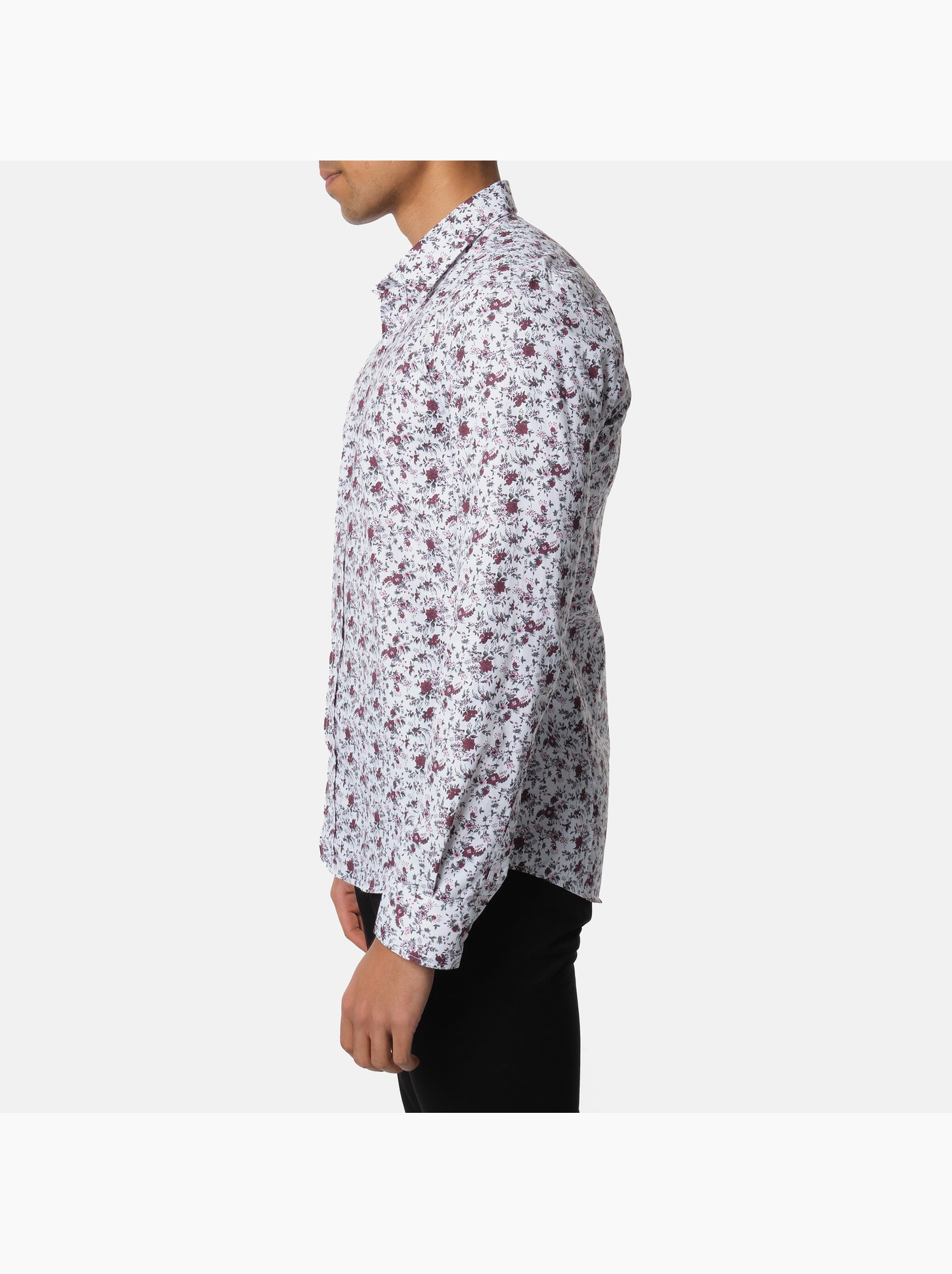 Chemise à motif manches longues - Blanc Rouge
