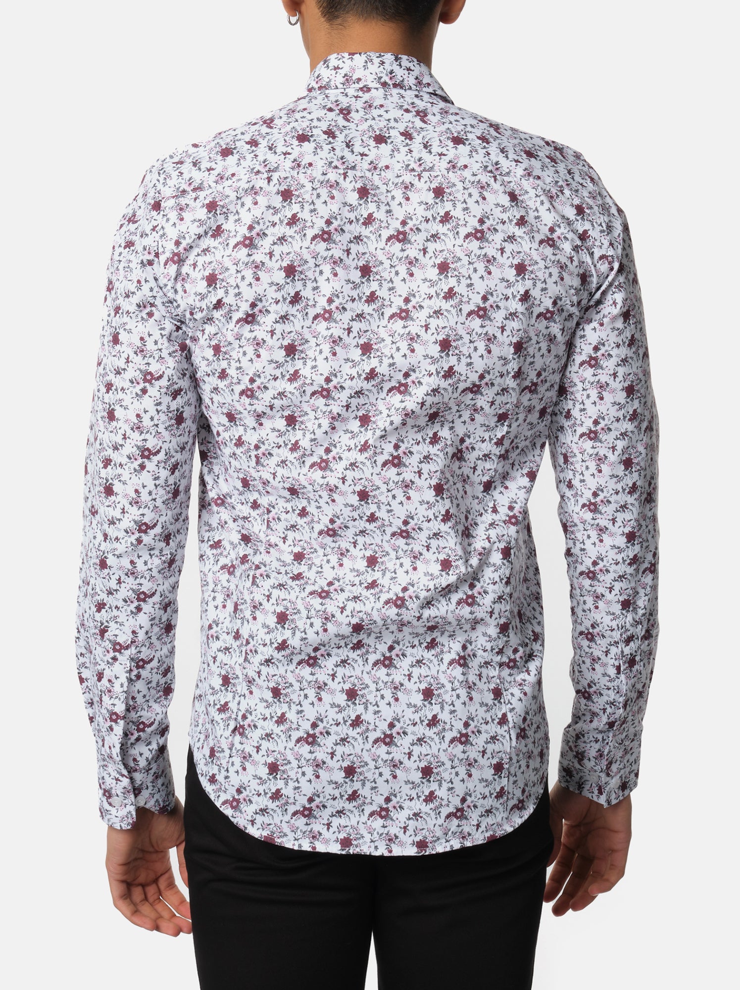 Chemise à motif manches longues - Blanc Rouge
