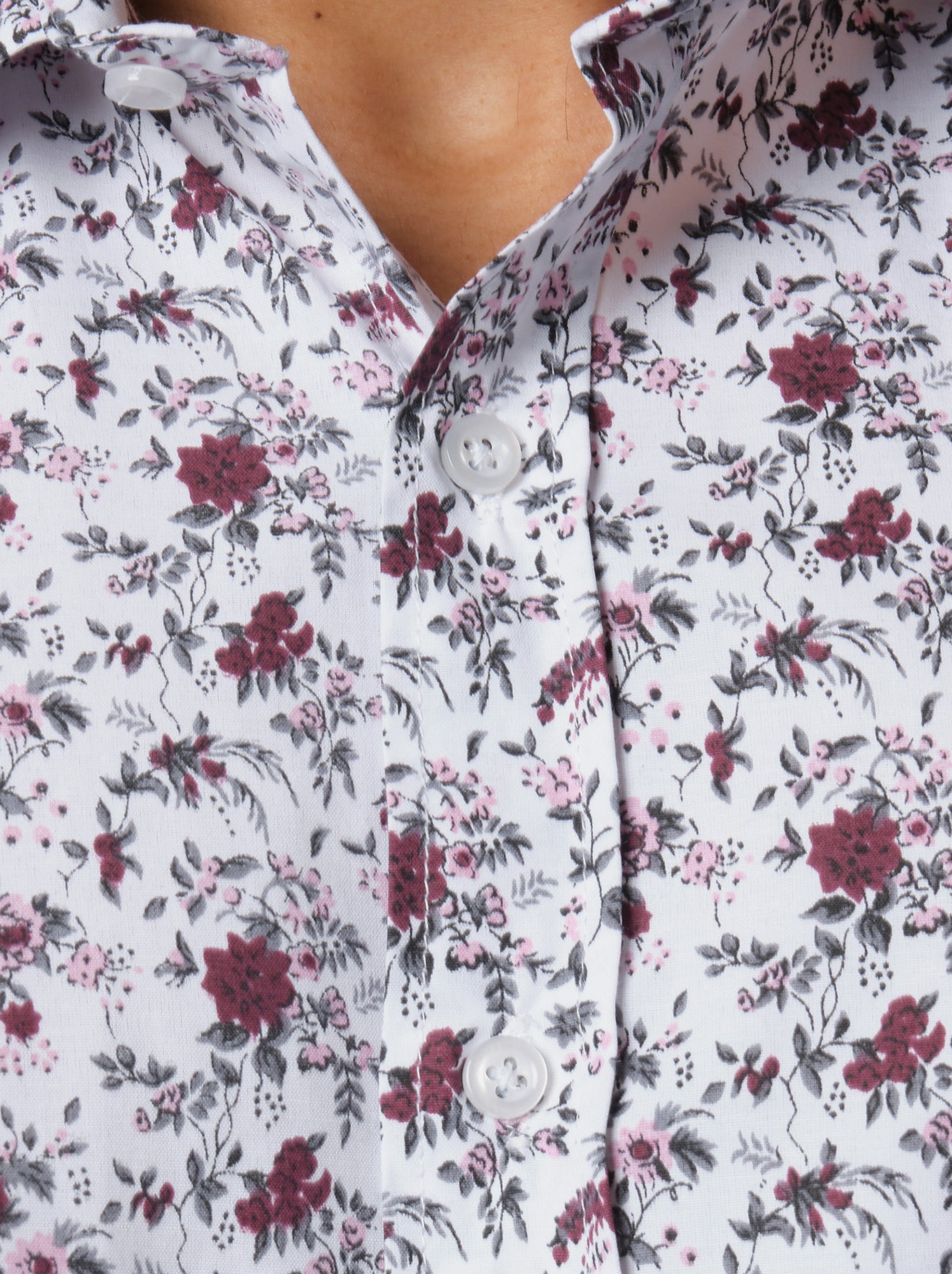 Chemise à motif manches longues - Blanc Rouge