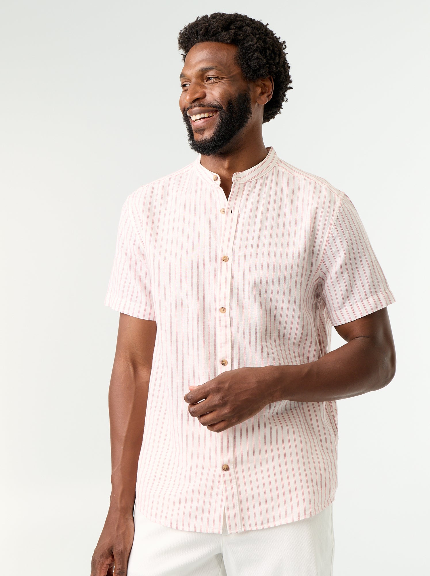 Chemise à rayures à manches courtes - Rouge