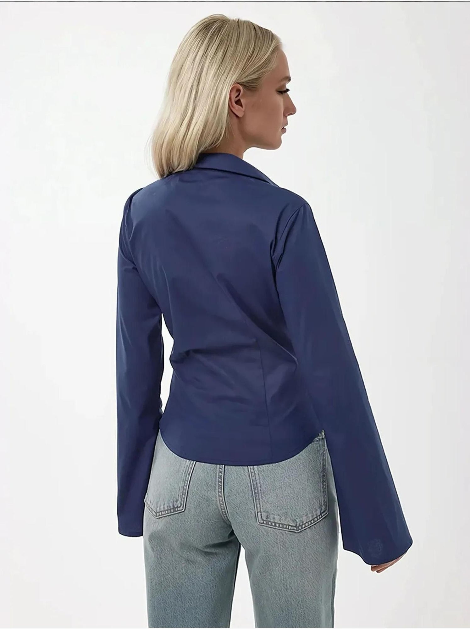Chemise ajustée à manches longues - Bleu marine