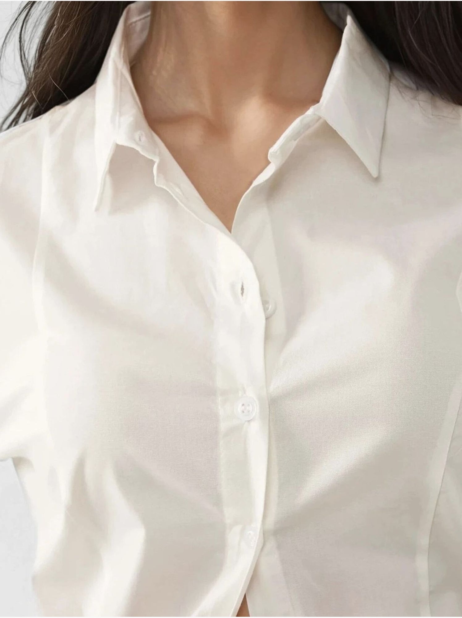 Chemise ajustée à manches longues - Crème