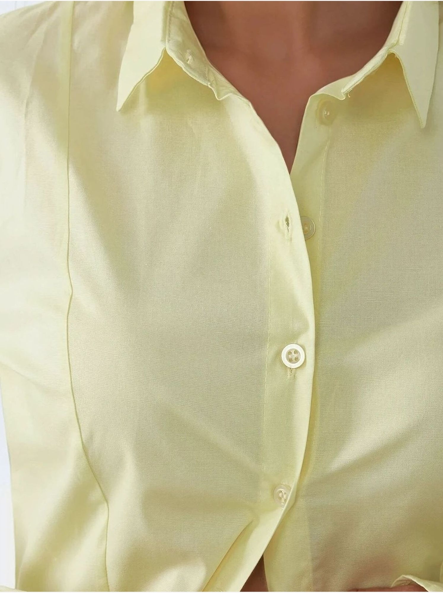 Chemise ajustée à manches longues - Jaune citron