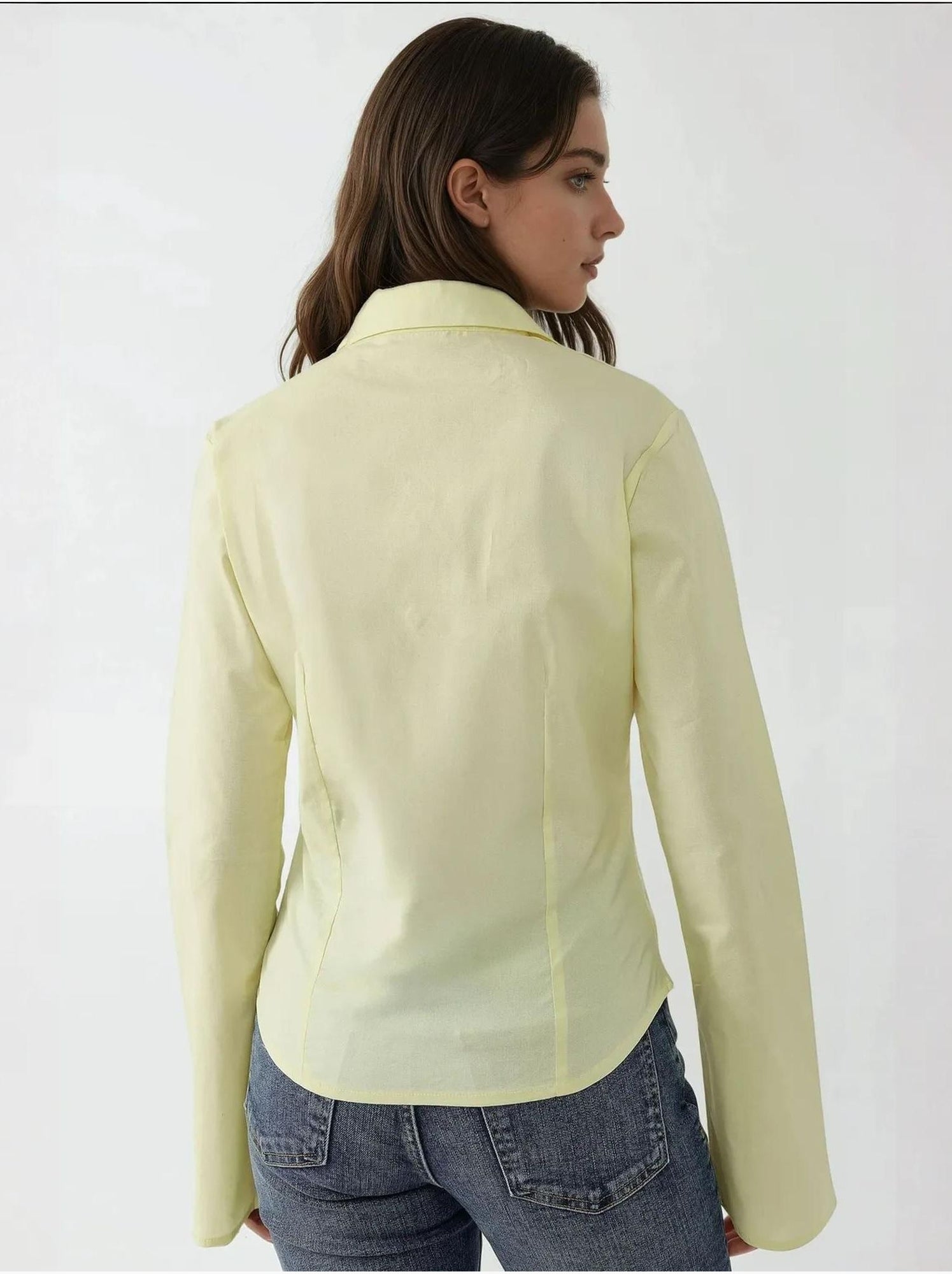 Chemise ajustée à manches longues - Jaune citron