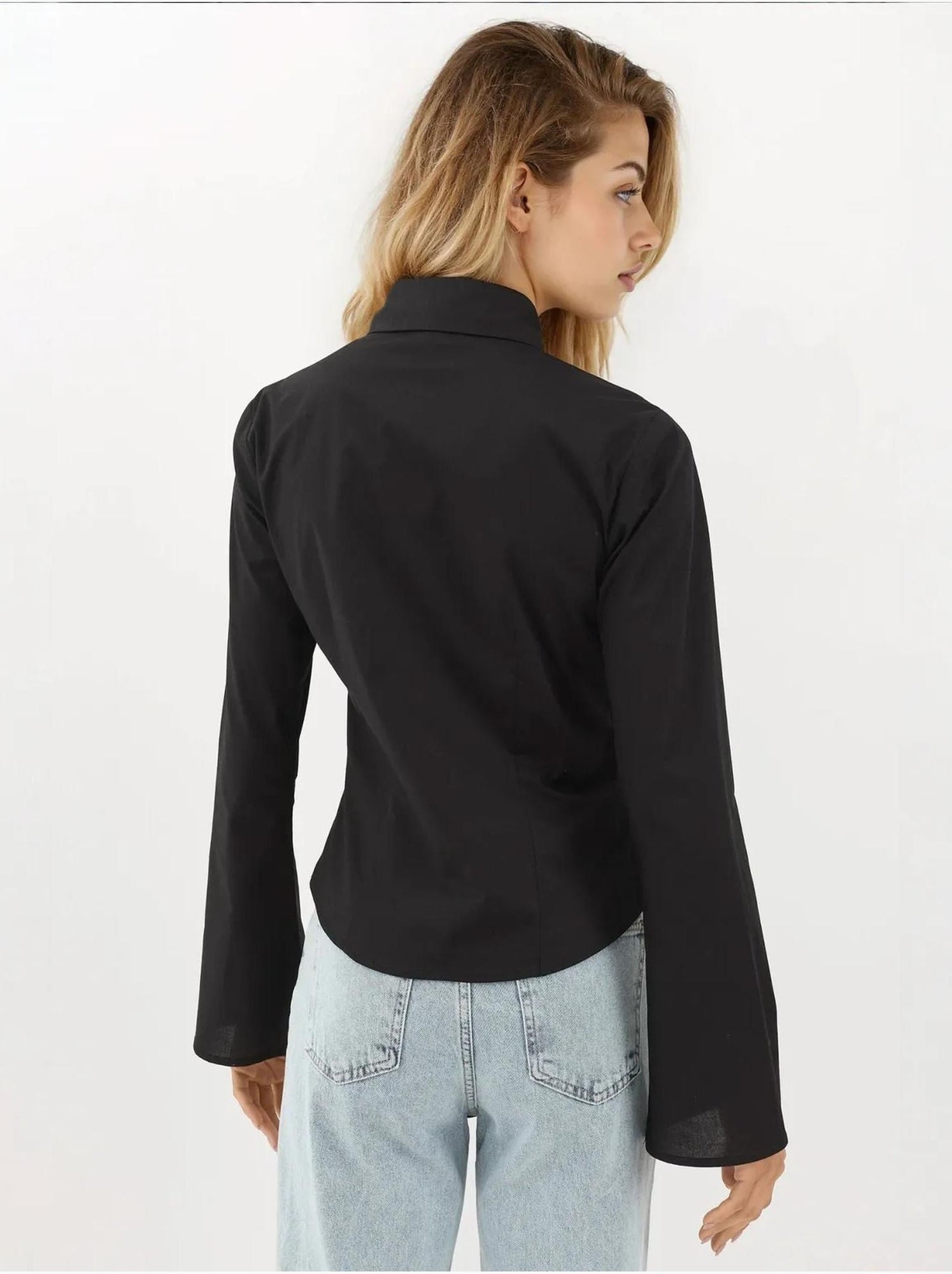 Chemise ajustée à manches longues - Noir