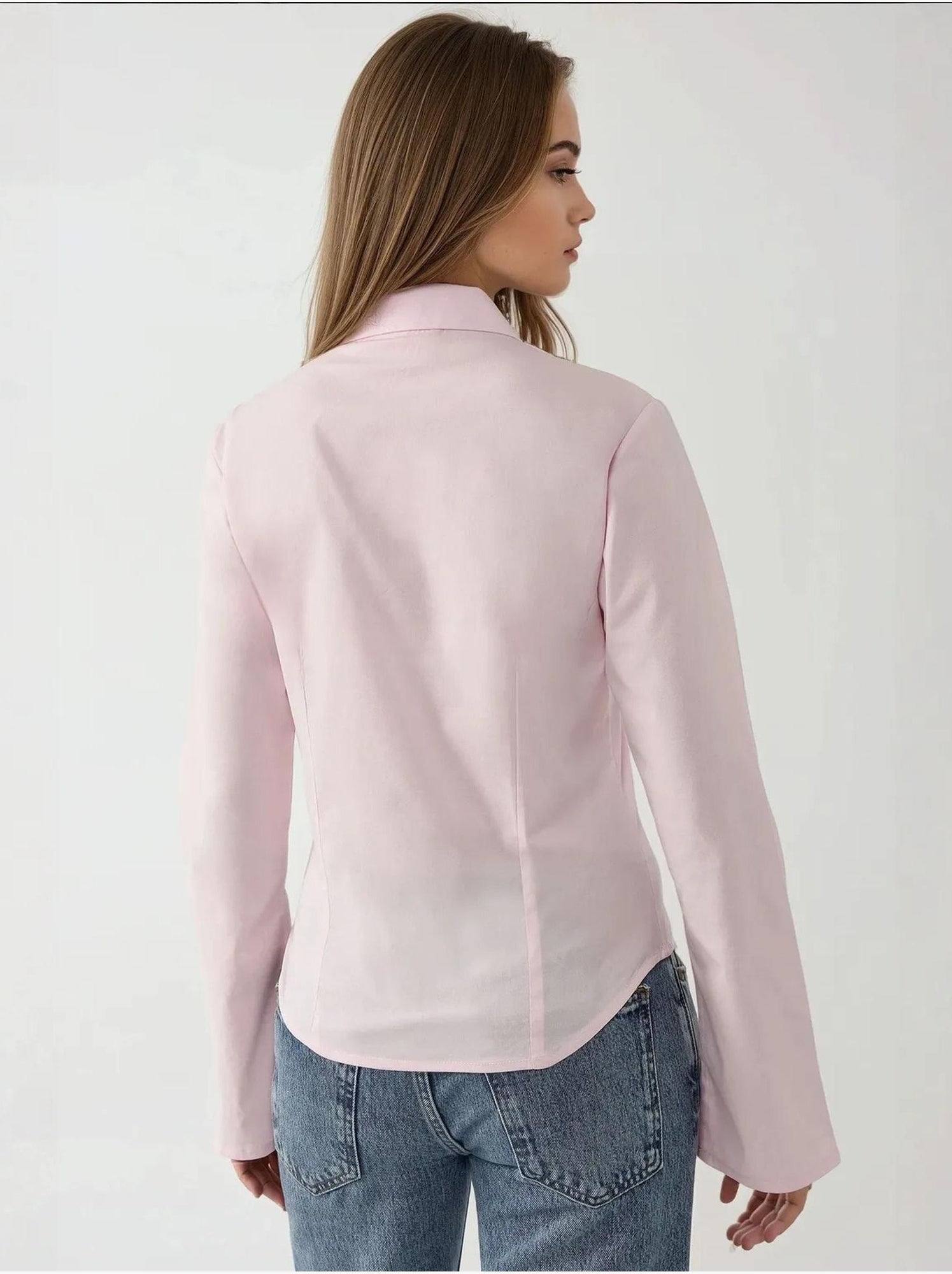 Chemise ajustée à manches longues - Rose pâle