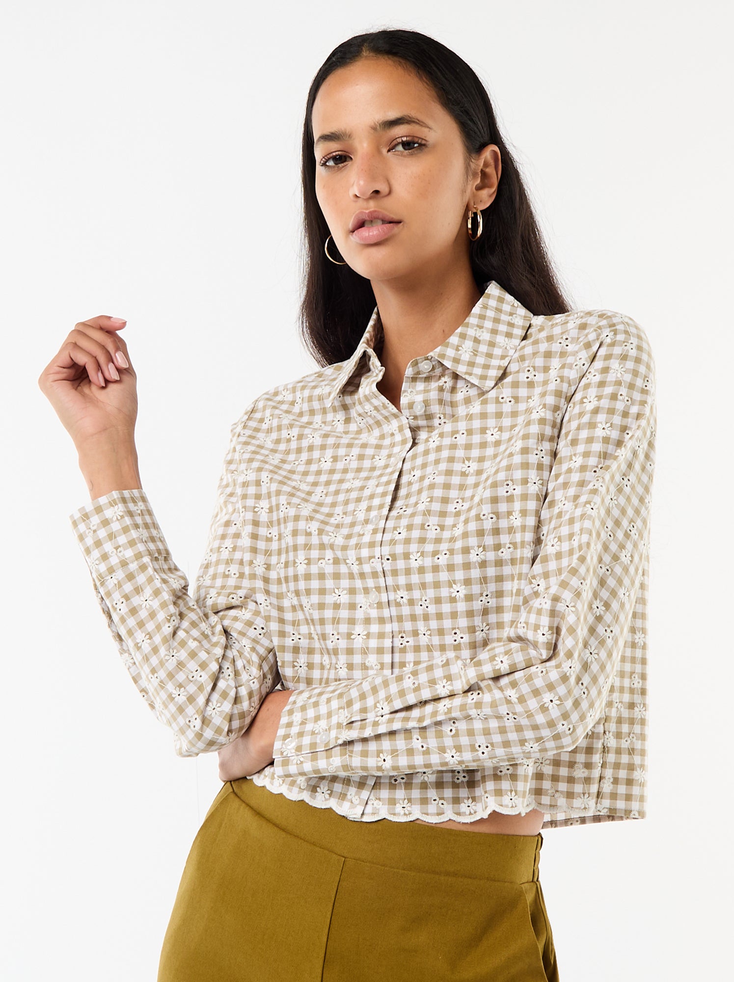 Chemise avec broderies all over - Vert