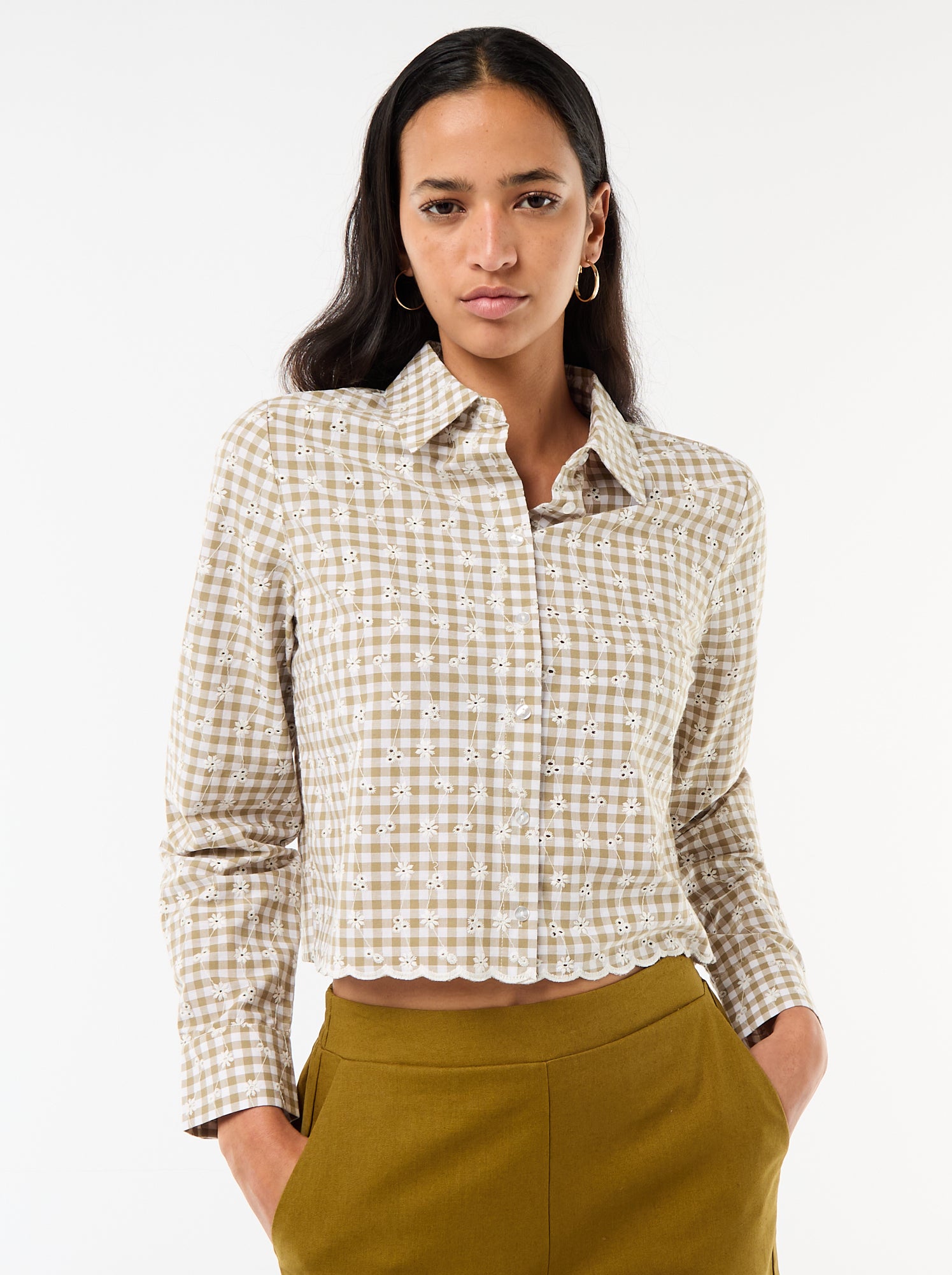 Chemise avec broderies all over - Vert