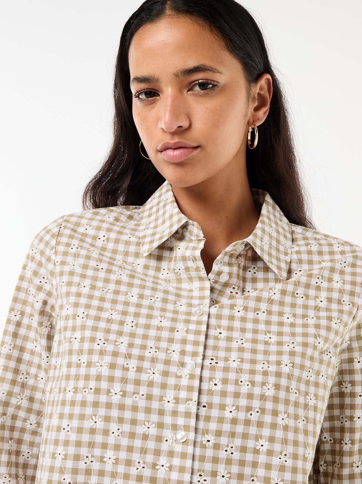 Chemise avec broderies all over - Vert