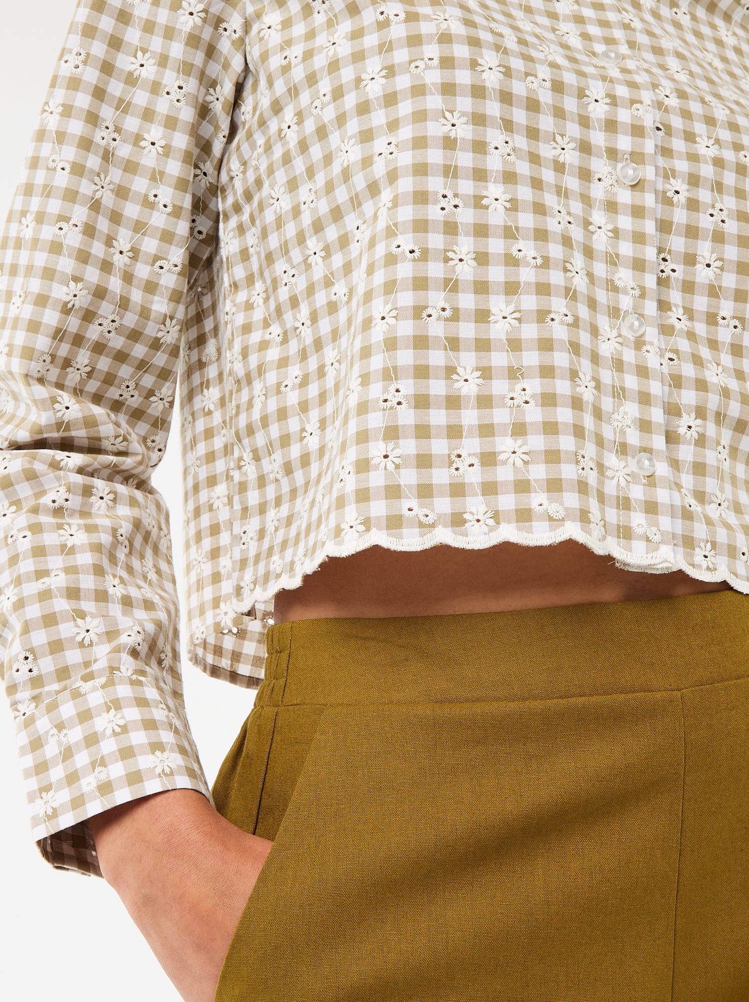 Chemise avec broderies all over - Vert