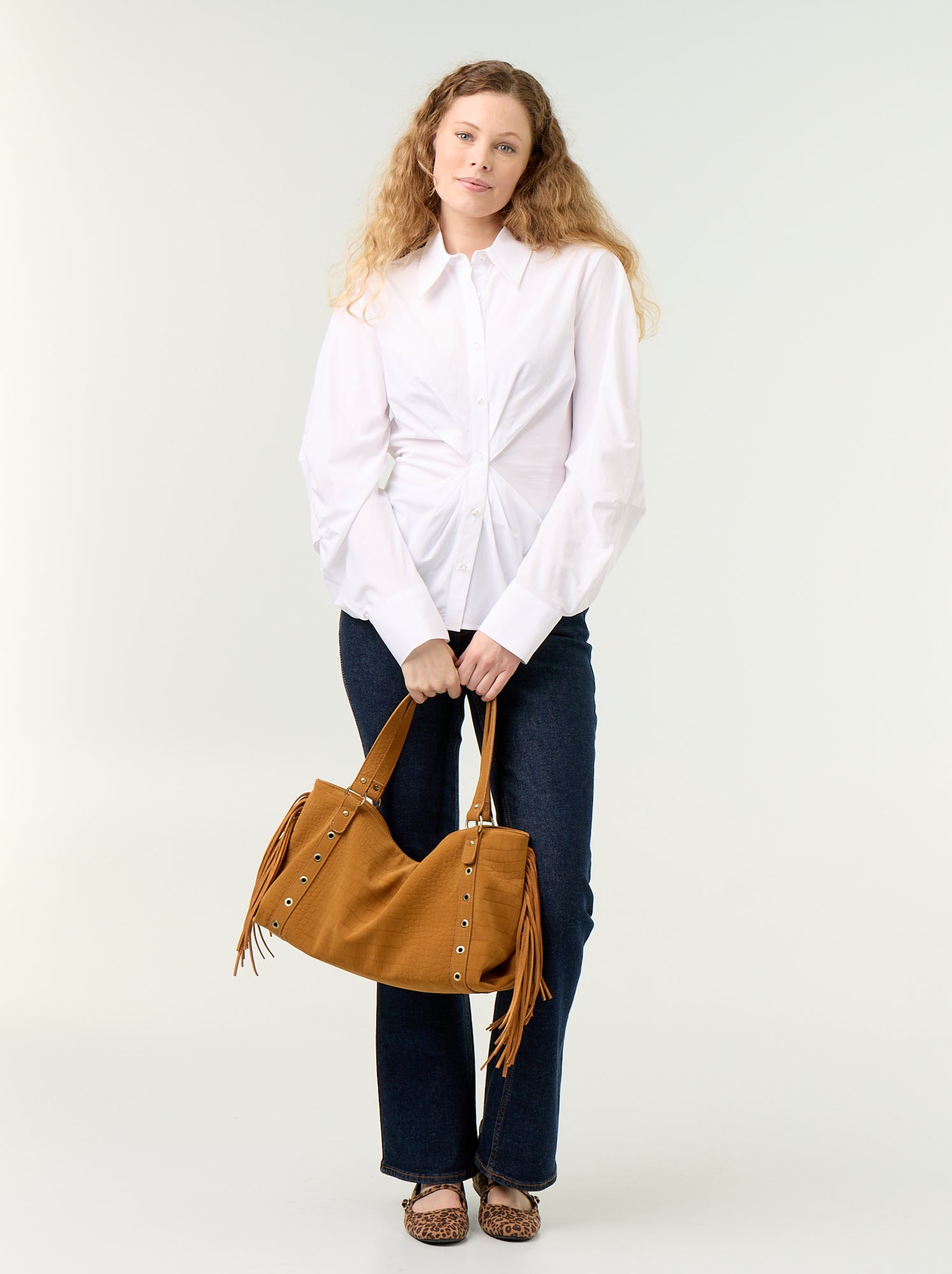 Chemise avec coupe fantaisie ajustée à l'avant - Blanc