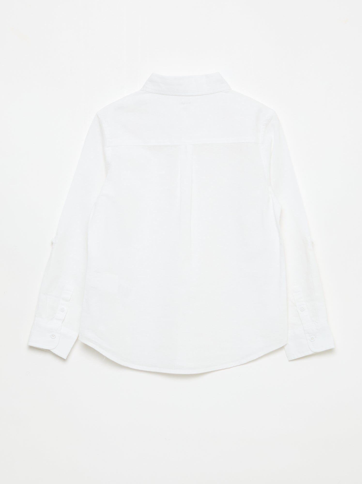 Chemise avec poche et manches retroussables - Blanc