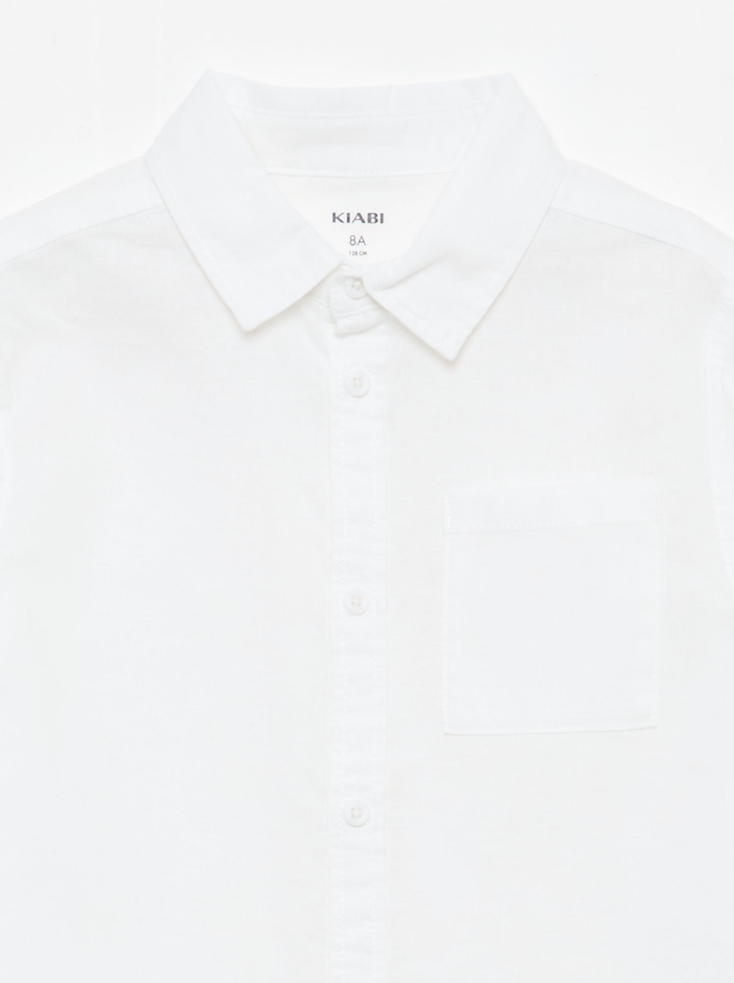 Chemise avec poche et manches retroussables - Blanc