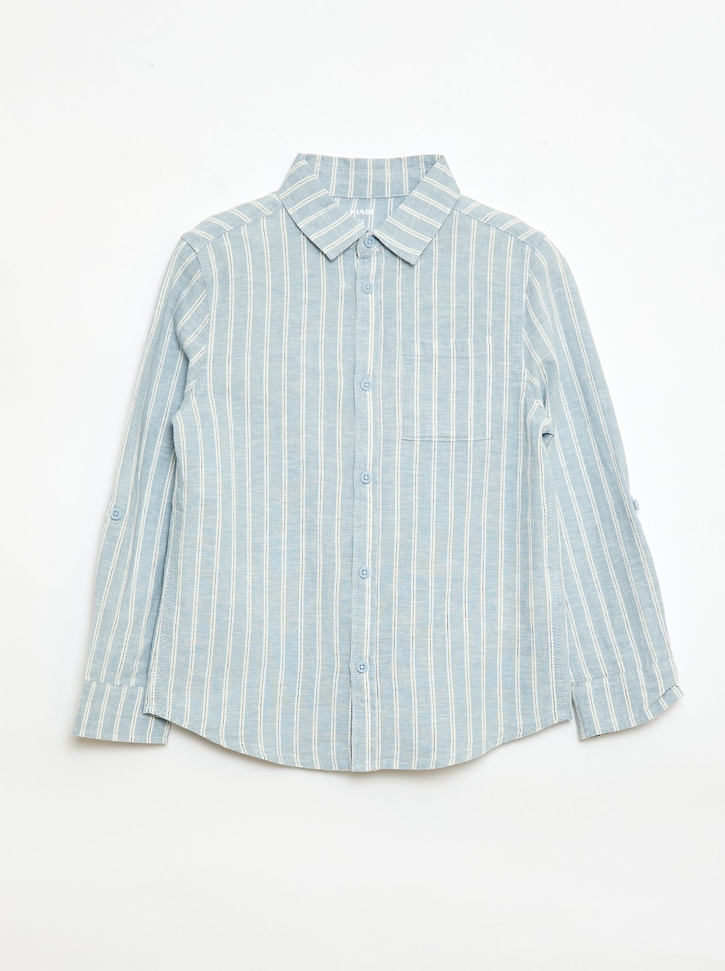 Chemise avec poche et manches retroussables - Bleu