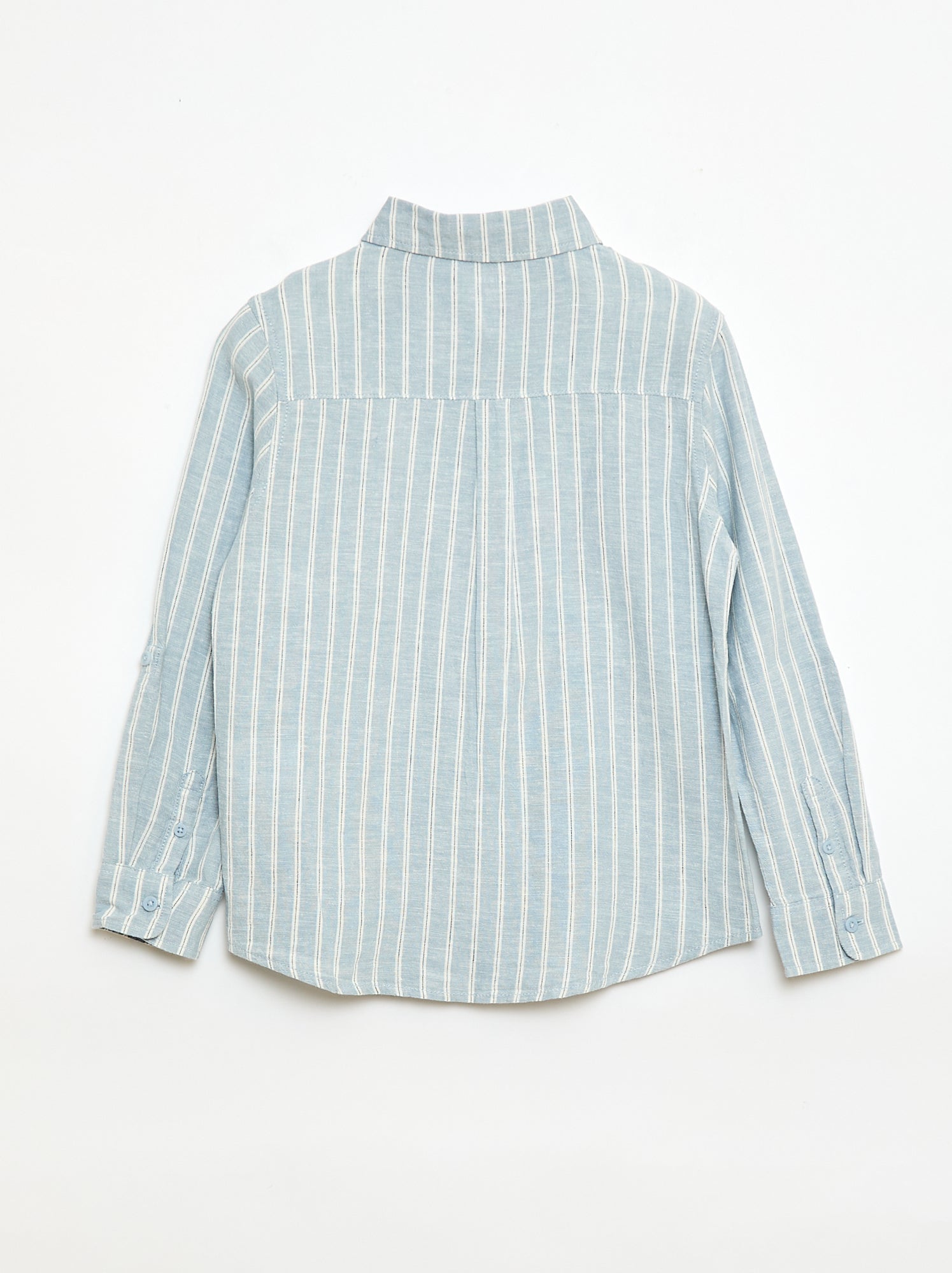 Chemise avec poche et manches retroussables - Bleu