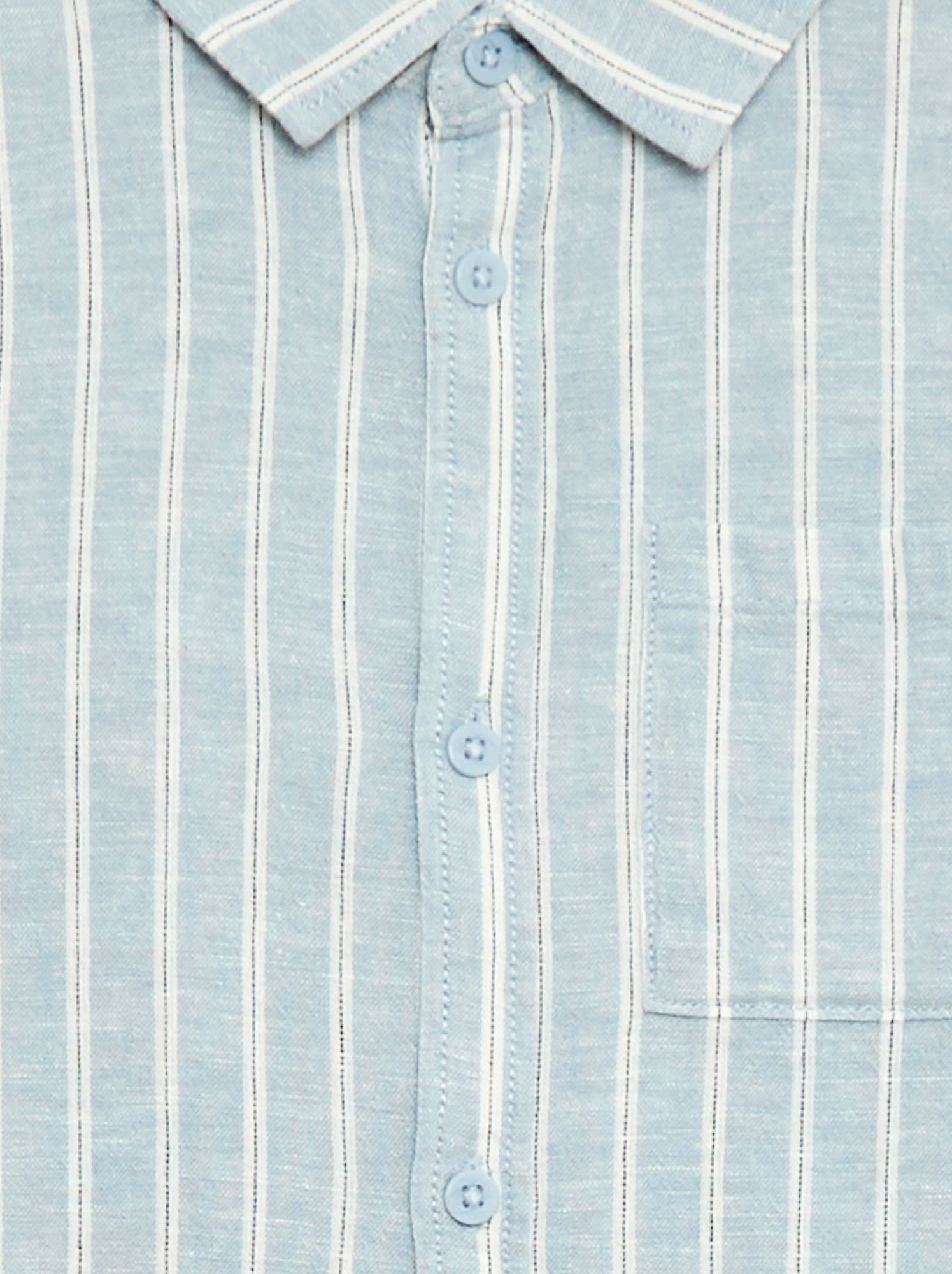 Chemise avec poche et manches retroussables - Bleu
