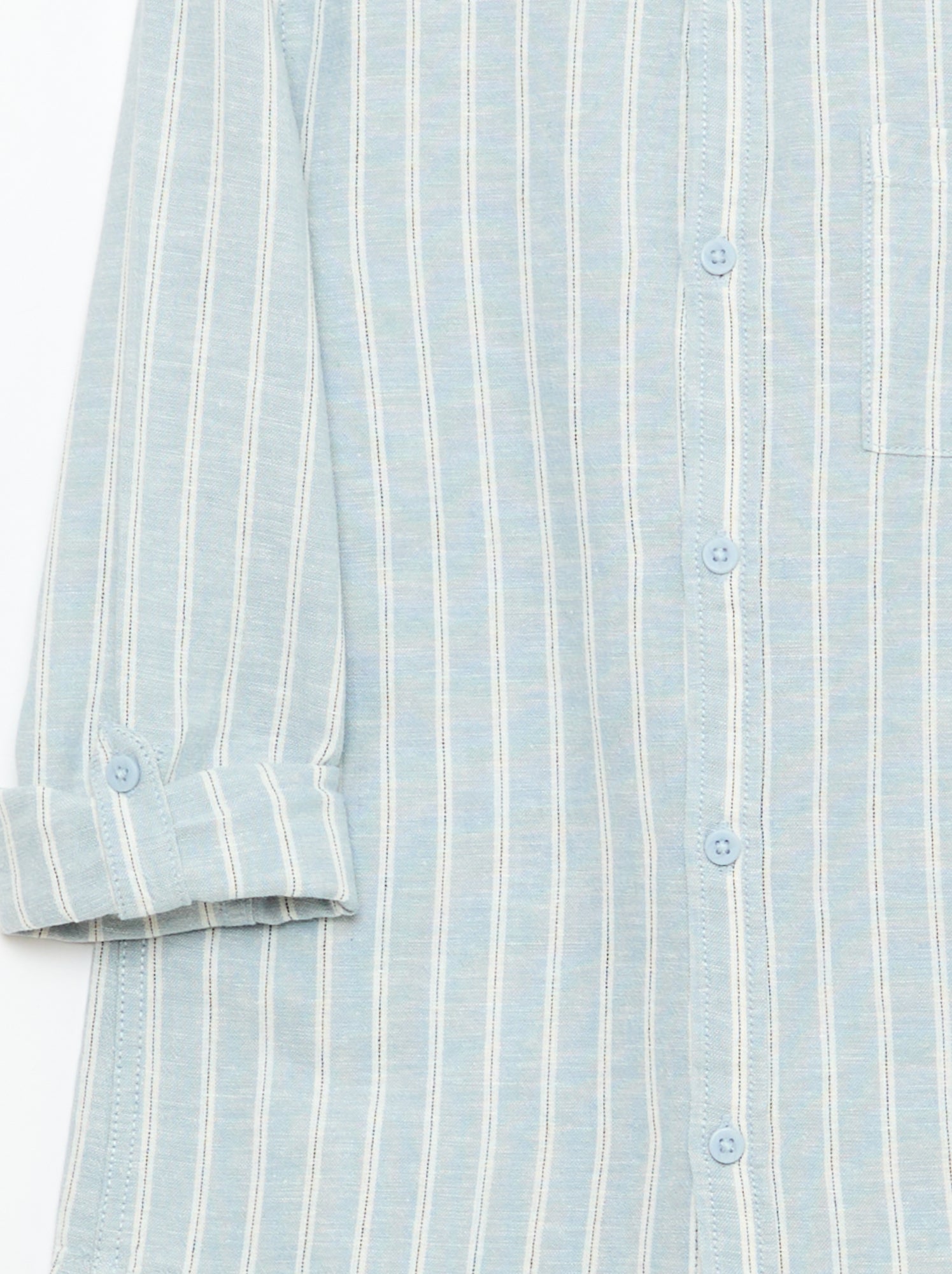 Chemise avec poche et manches retroussables - Bleu