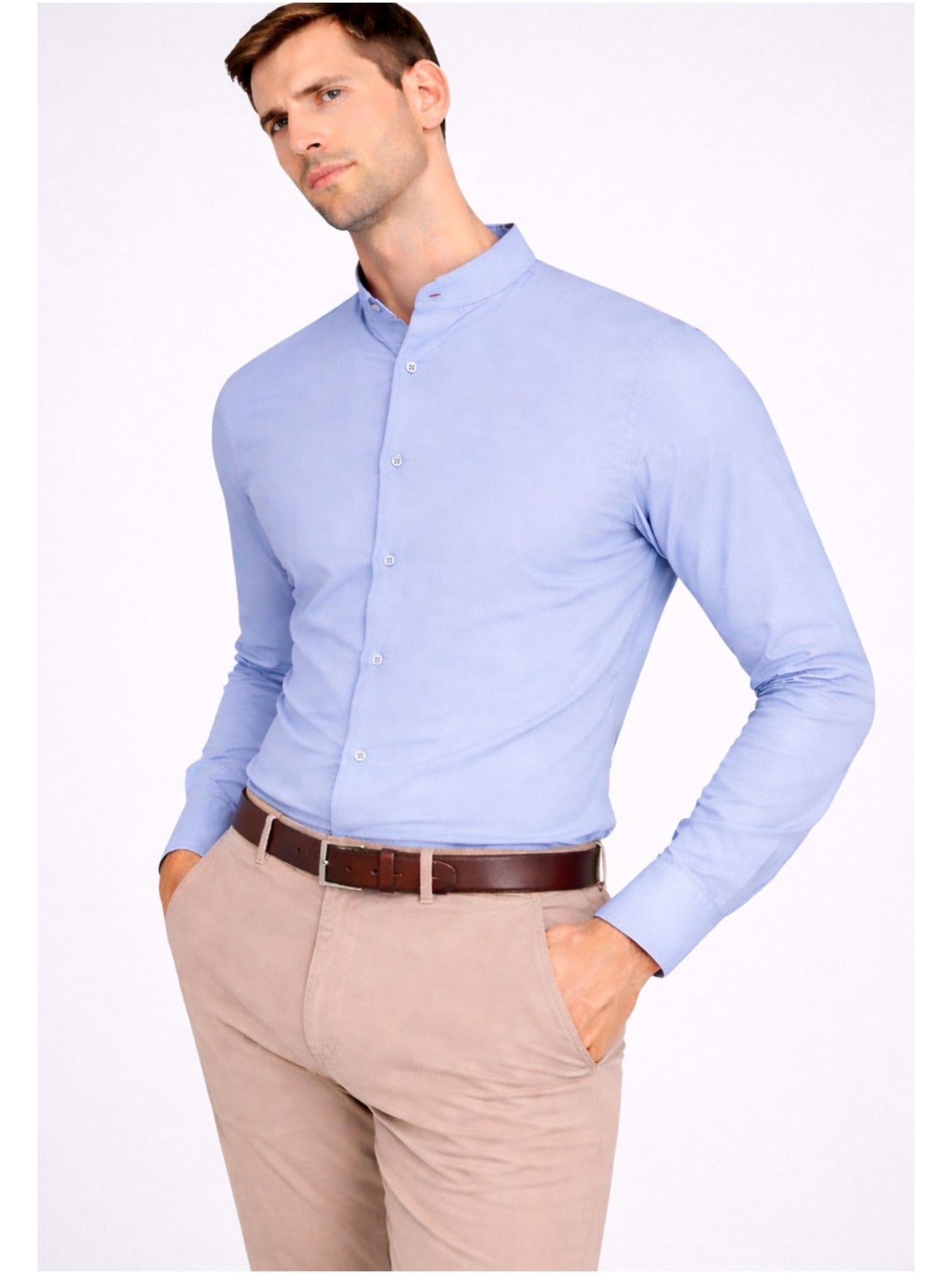 Chemise col mao kebello - Bleu ciel