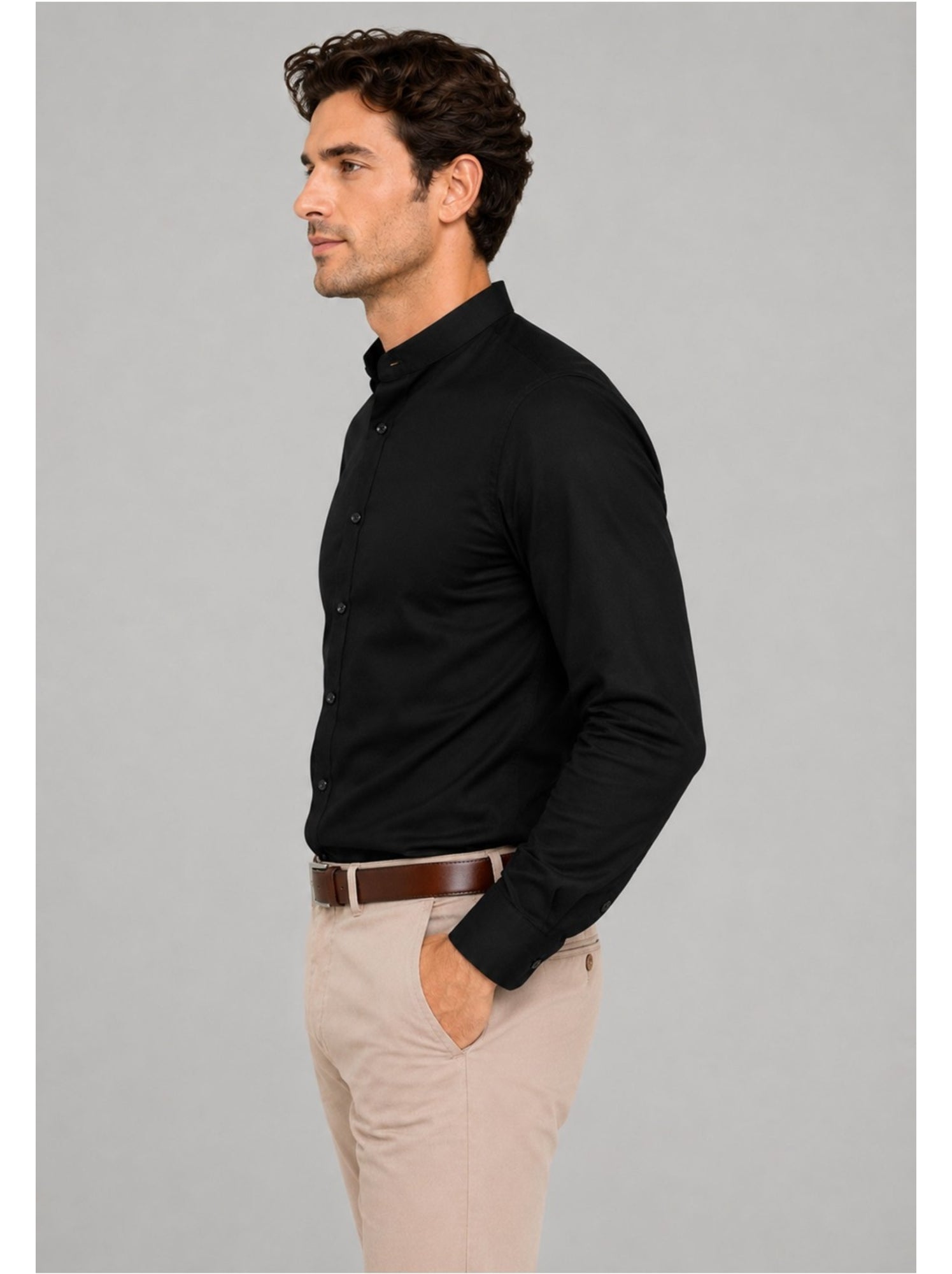 Chemise col mao kebello - Noir Noir
