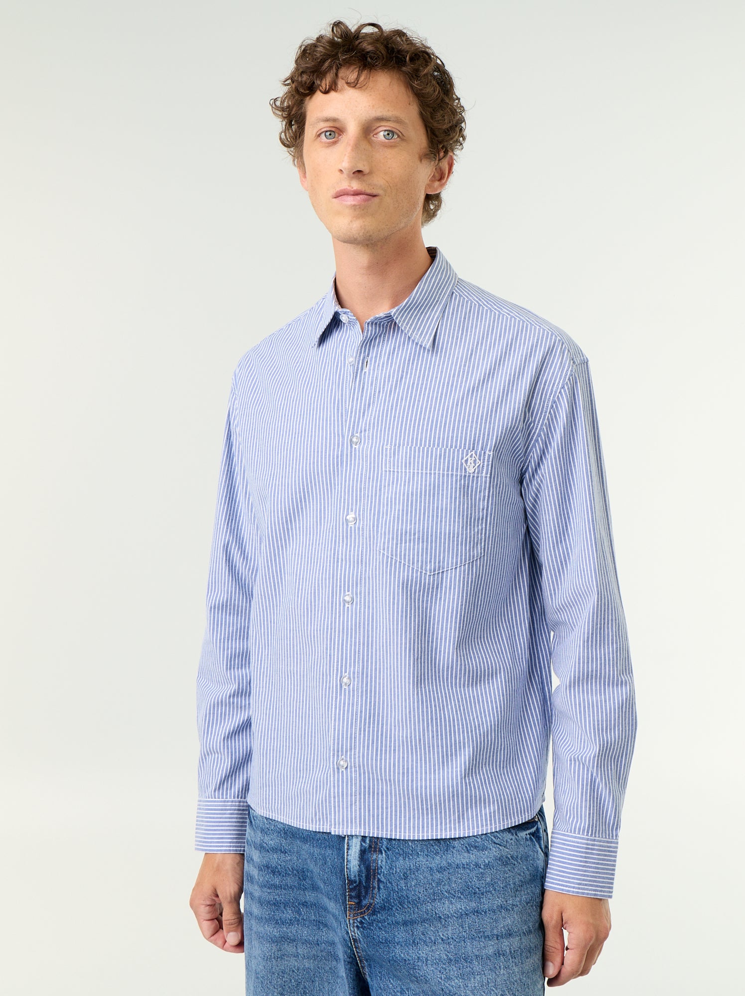 Chemise coupe confortable avec motif rayé - Bleu