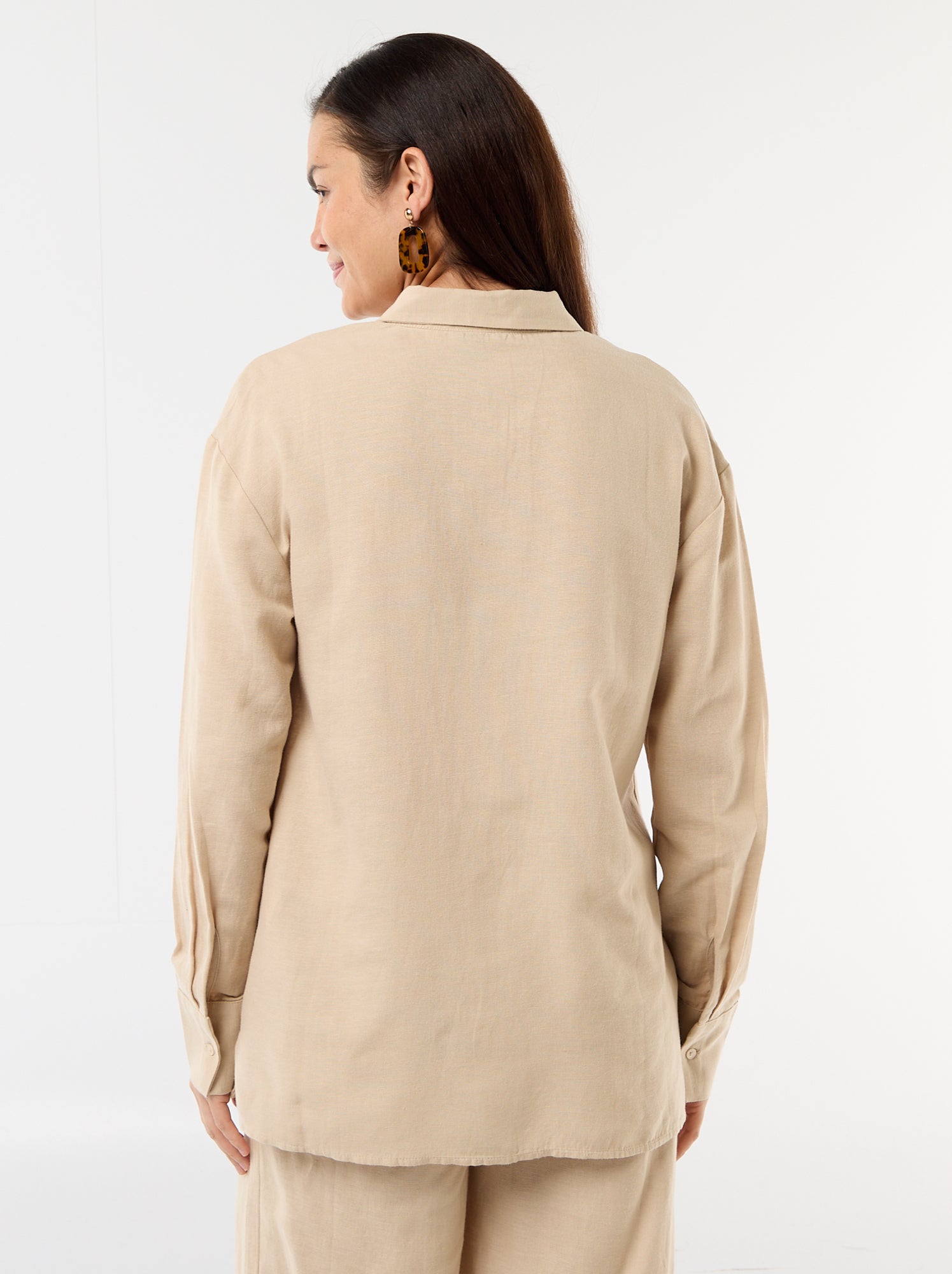 Chemise de maternité en lin mélangé - Beige