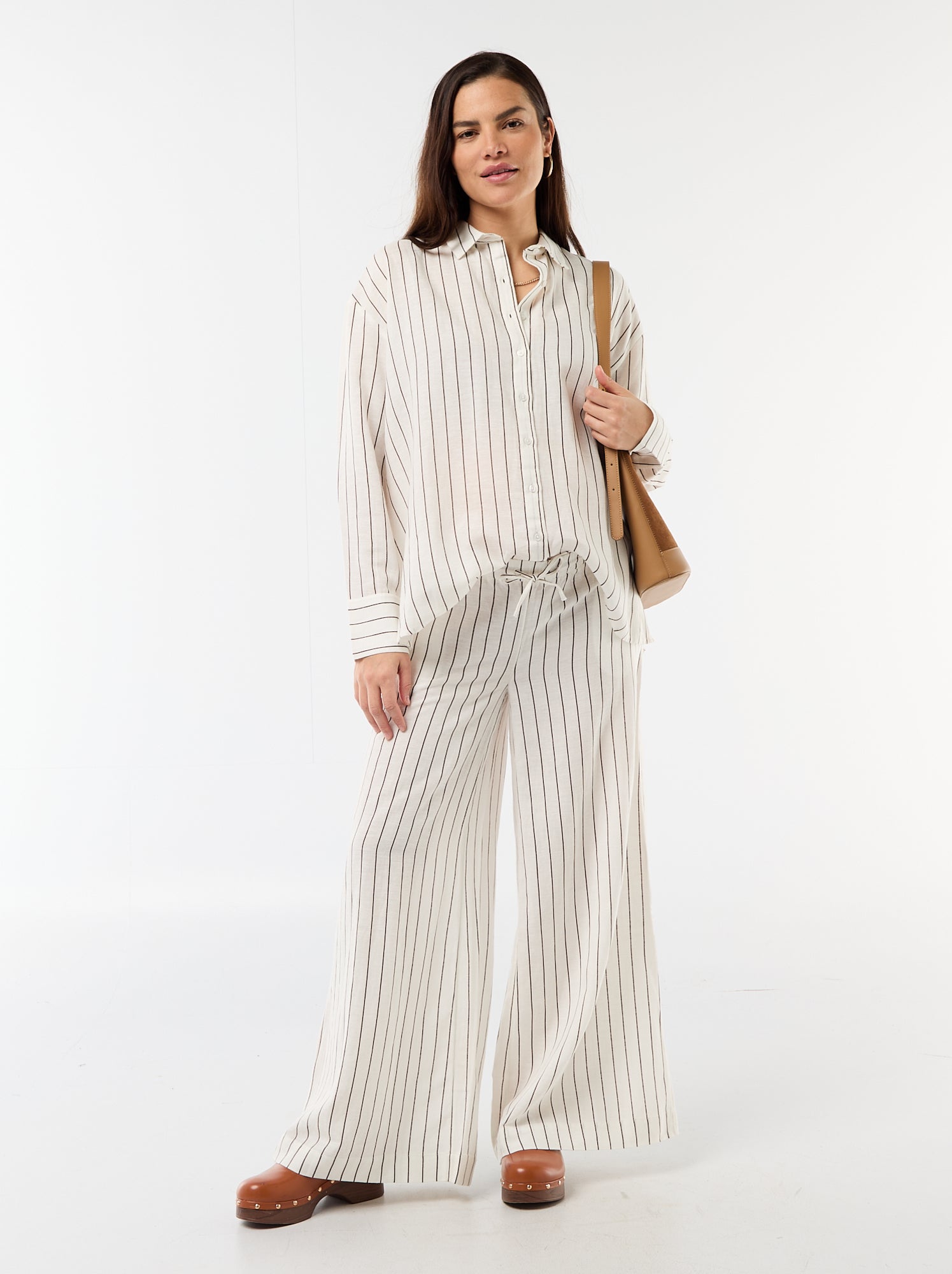 Chemise de maternité en lin mélangé - Blanc
