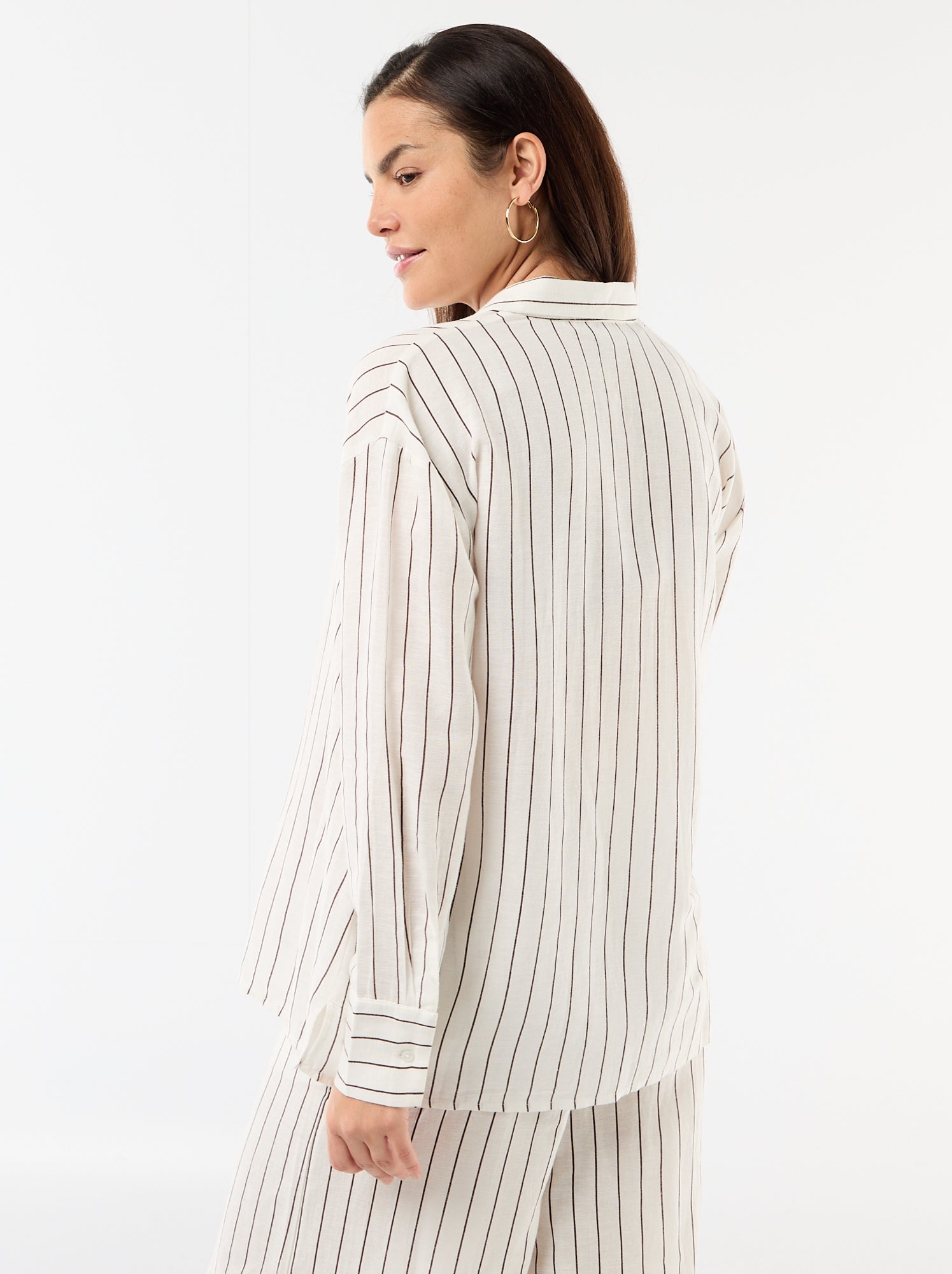 Chemise de maternité en lin mélangé - Blanc