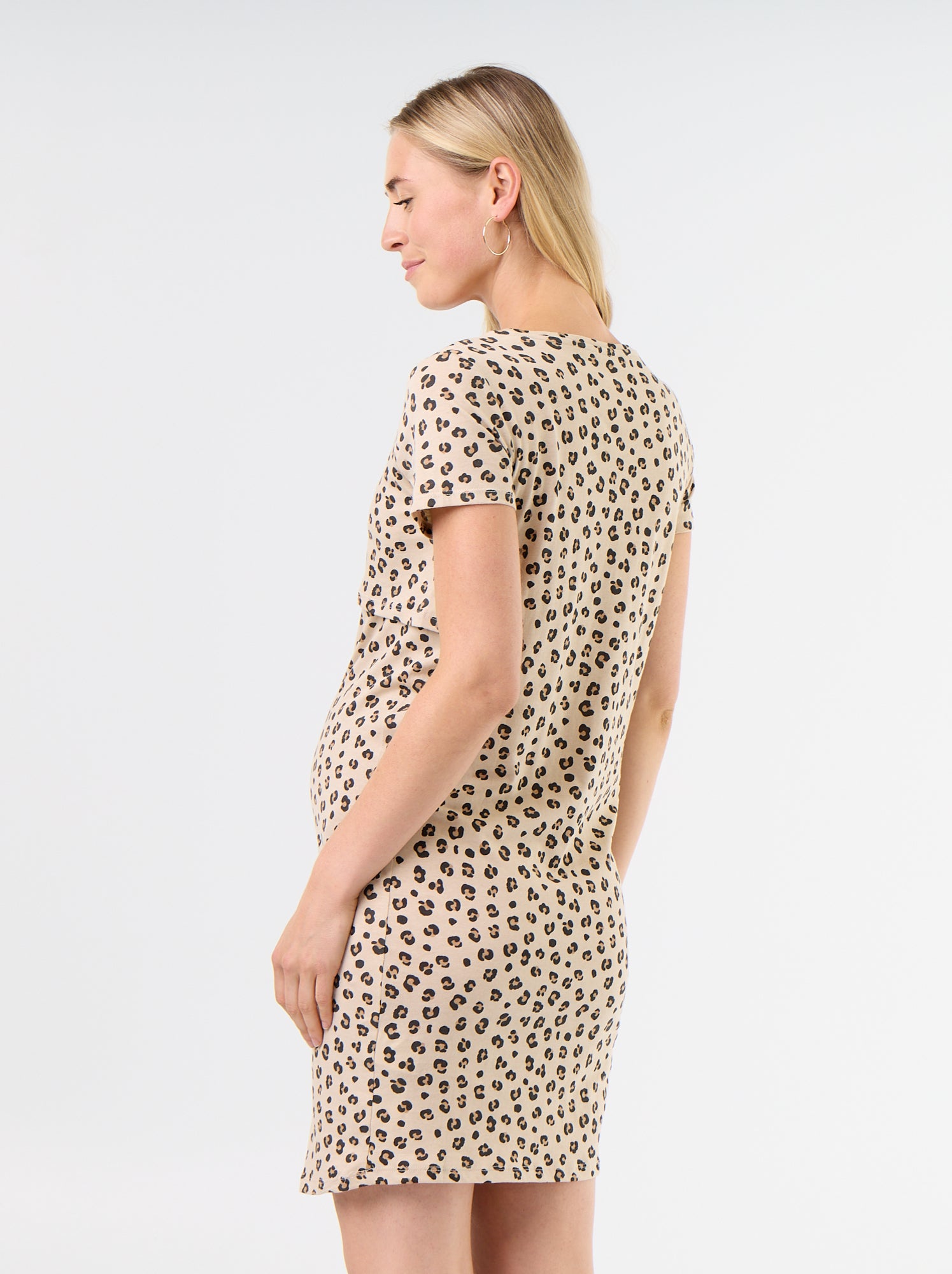 Chemise de nuit d'allaitement à message - Beige