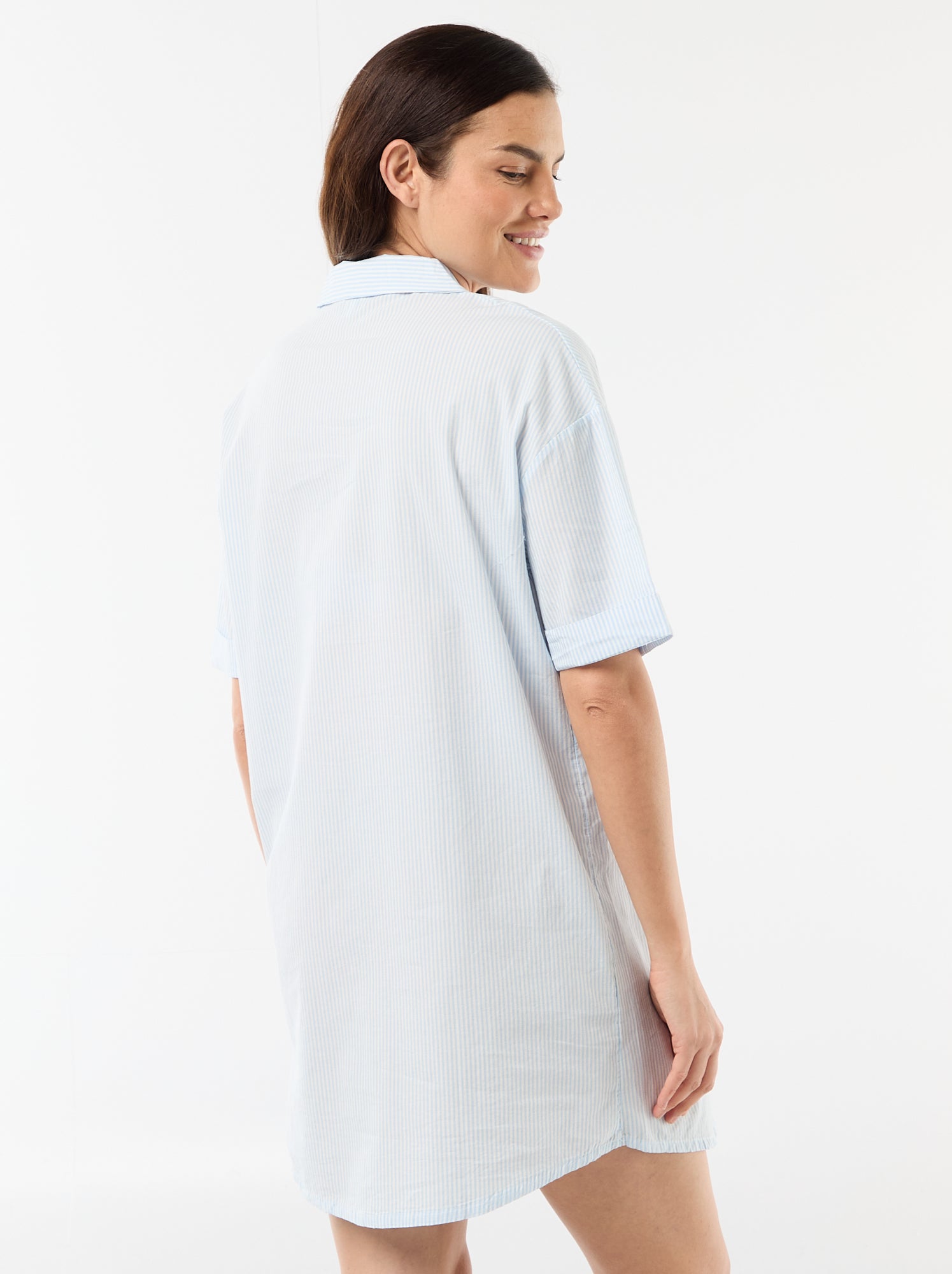 Chemise de nuit maternité boutonnée - Bleu