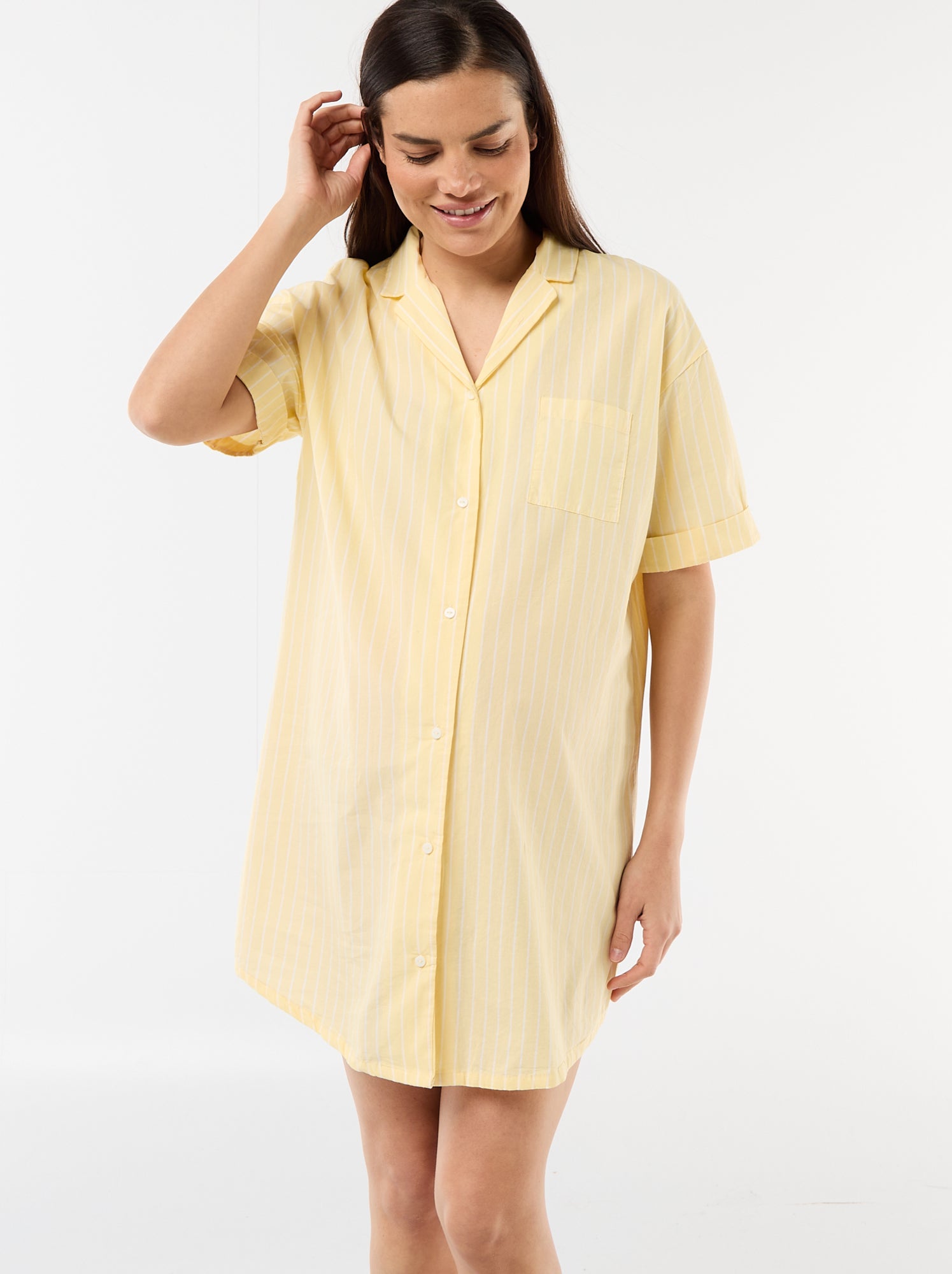 Chemise de nuit maternité boutonnée - Jaune