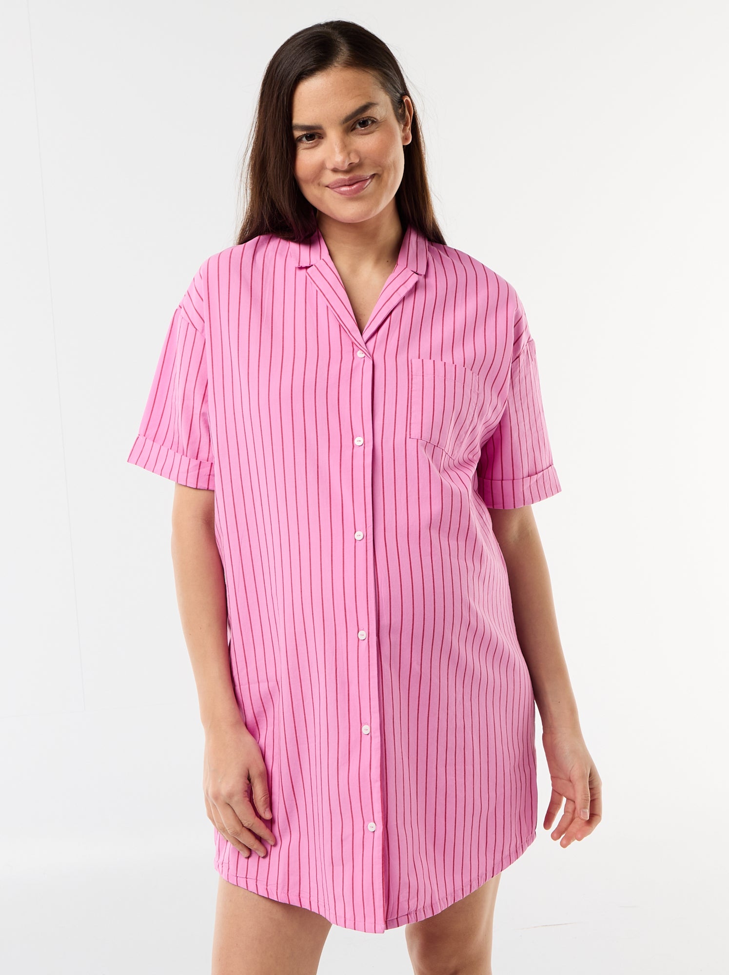 Chemise de nuit maternité boutonnée - Rose (FKE10_3)