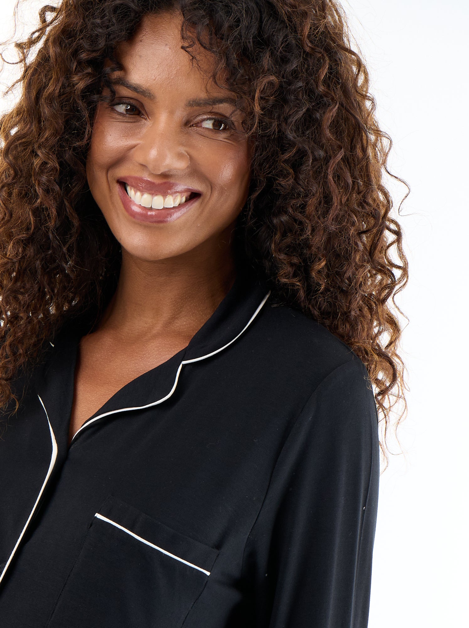 Chemise de nuit unie de maternité - Noir